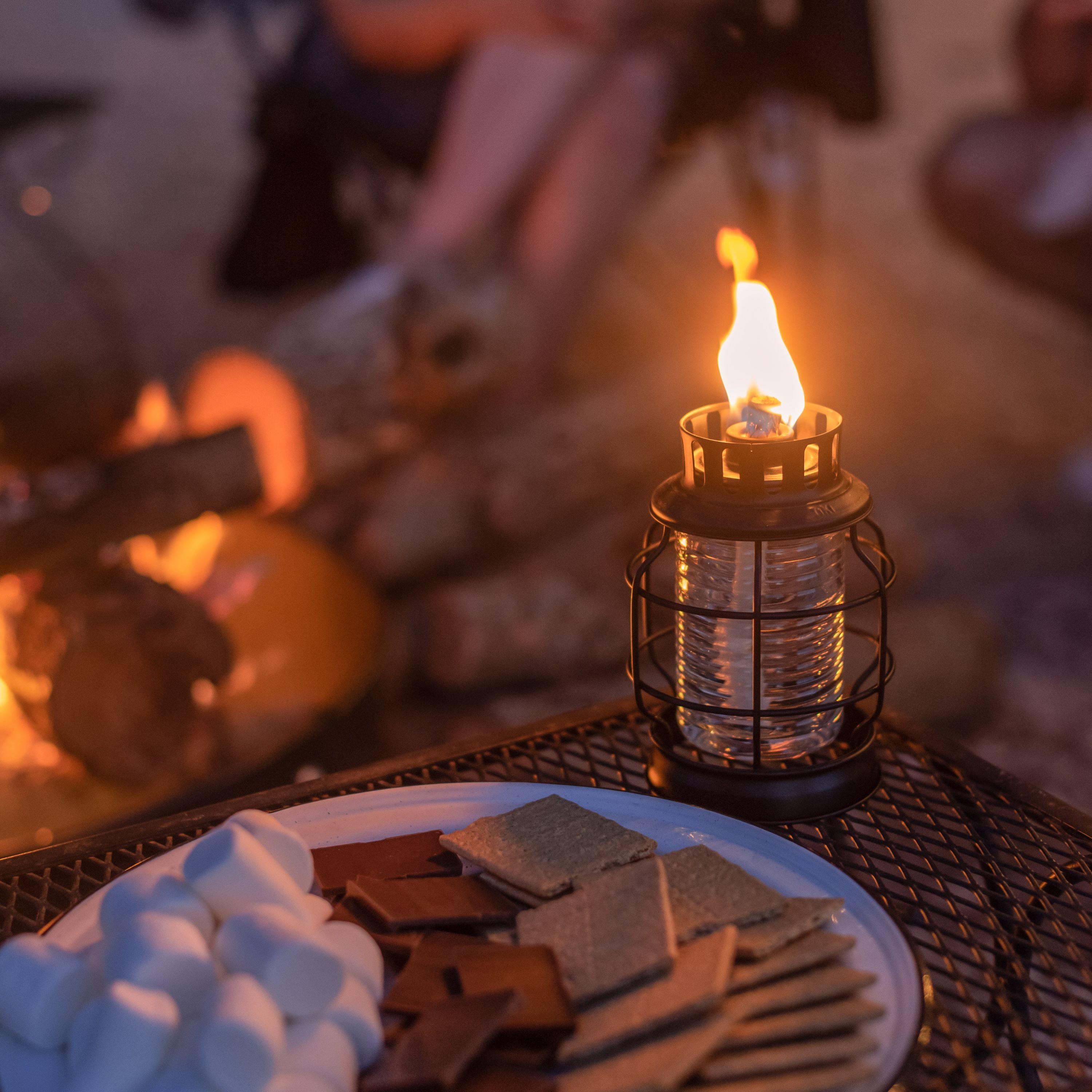 Black Metal Table Torch Lantern with Glass Insert