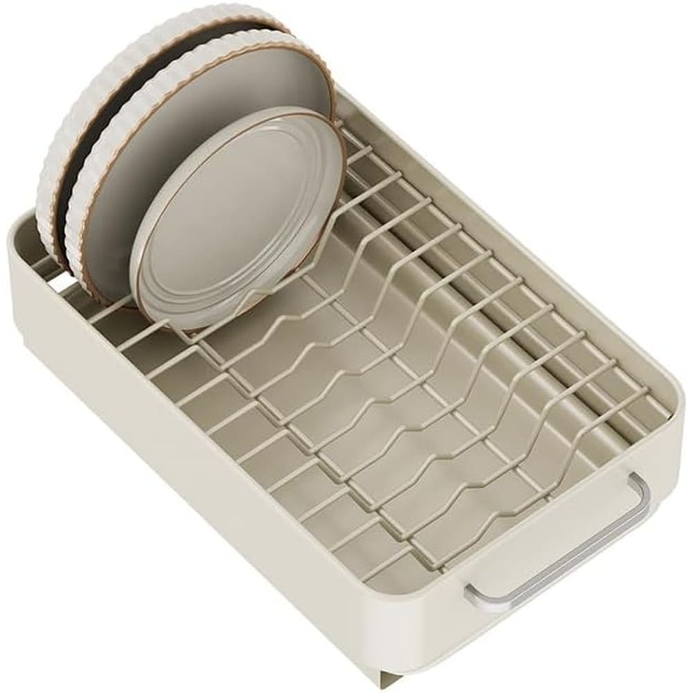 GAOMON Carbon steel pull out cabinet drawer shelf organizer expandable storage for home office dish rack cream white