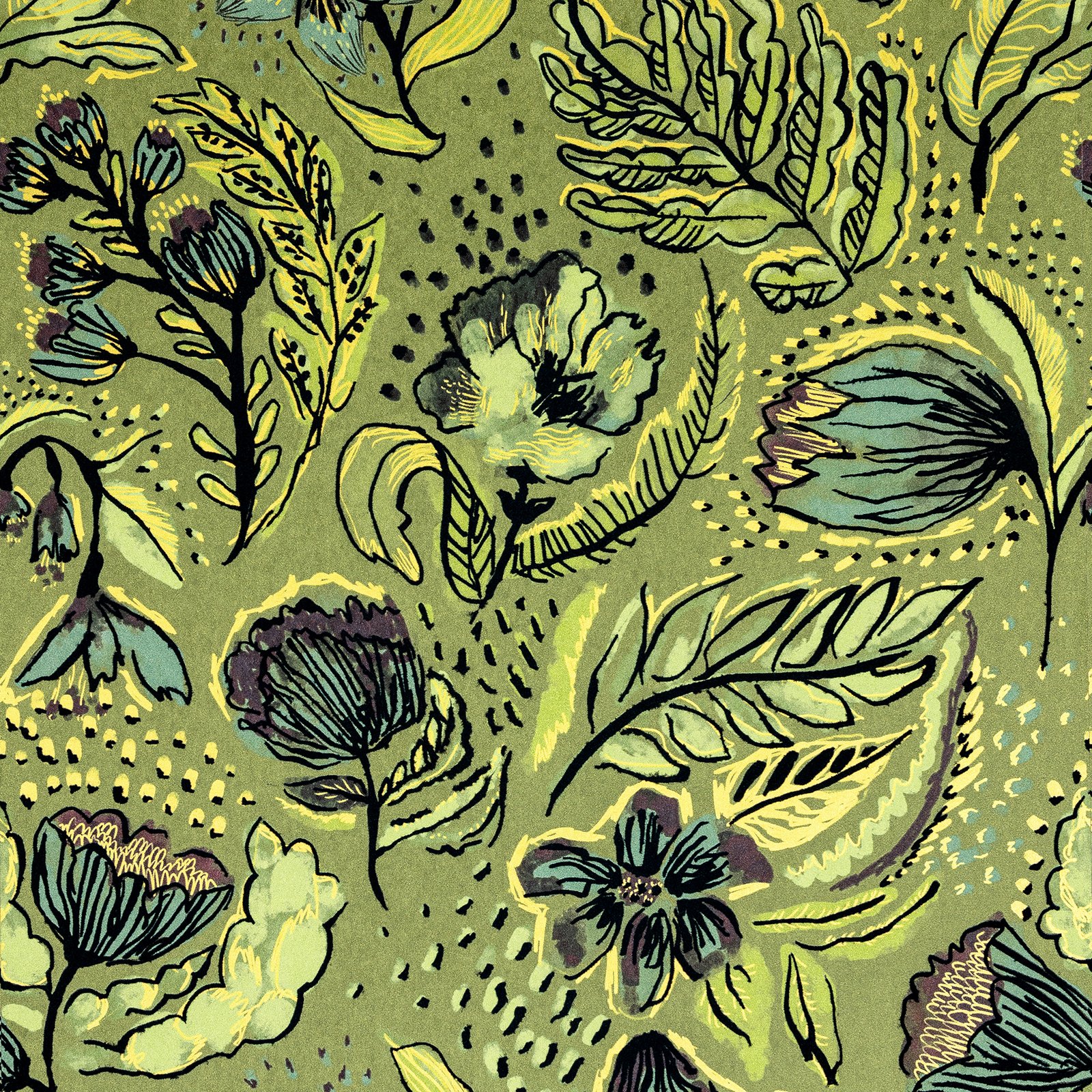 Galerie GH81330-23 Pepper Wild Garden Green Wallpaper GH81330-23