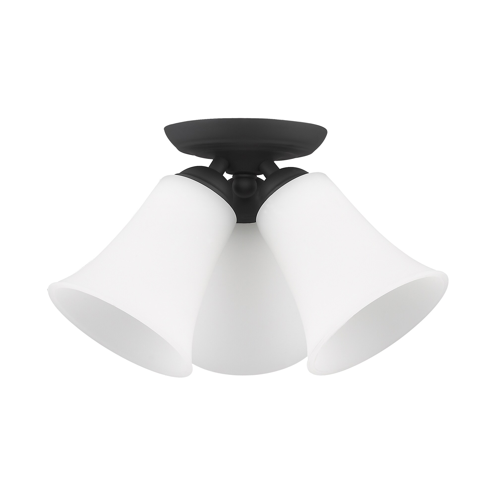 Ridgedale Satin Opal 3-Light Black Flush Mount Ceiling Fixture