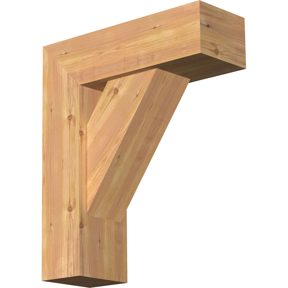Ekena Millwork 1464871 Traditional Block Smooth Bracket with Offset Brace Western Red Cedar Wood Standard Bracket