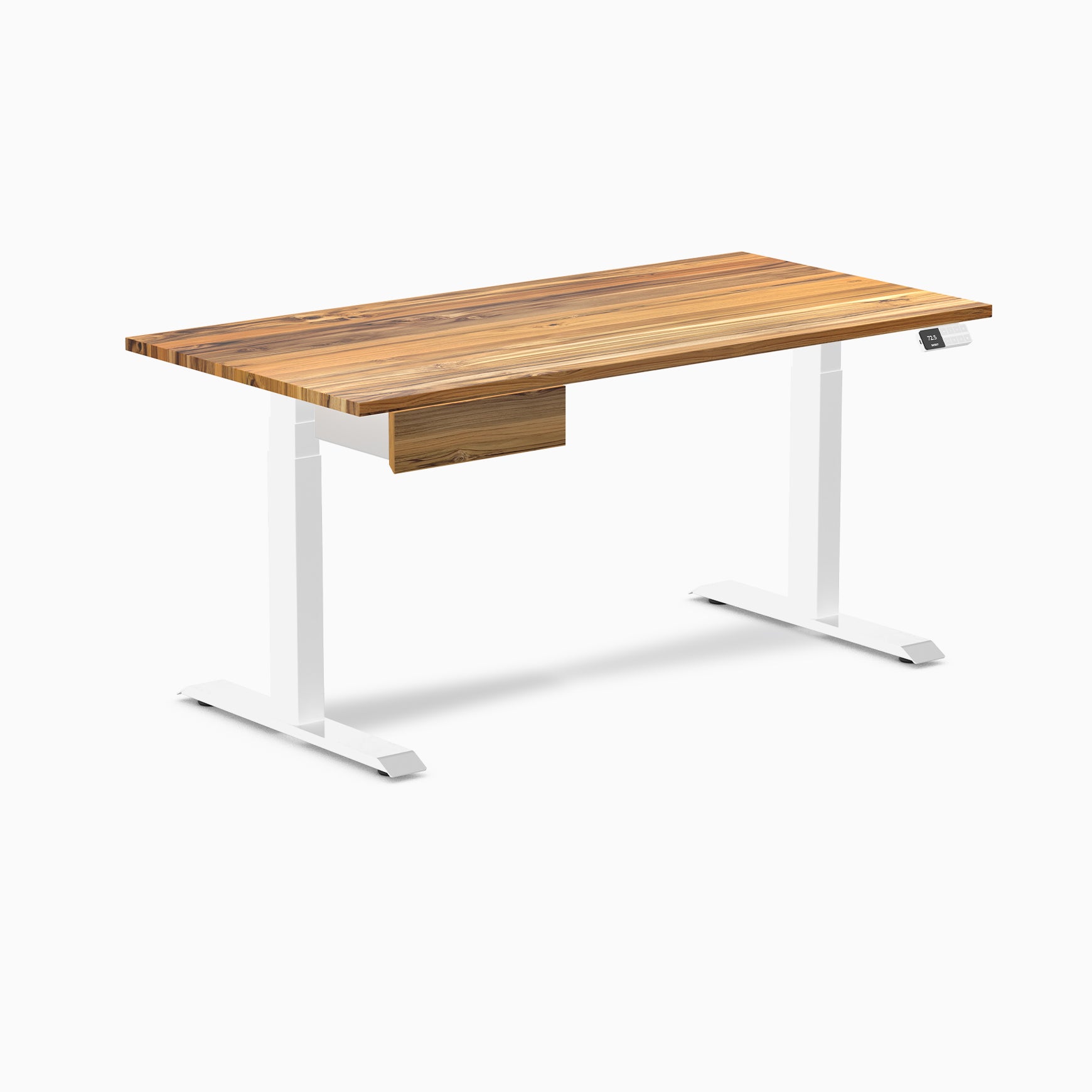 Desky  Dual Hardwood Standing Desk With Drawer - Teak / 60 x 30 inches / White