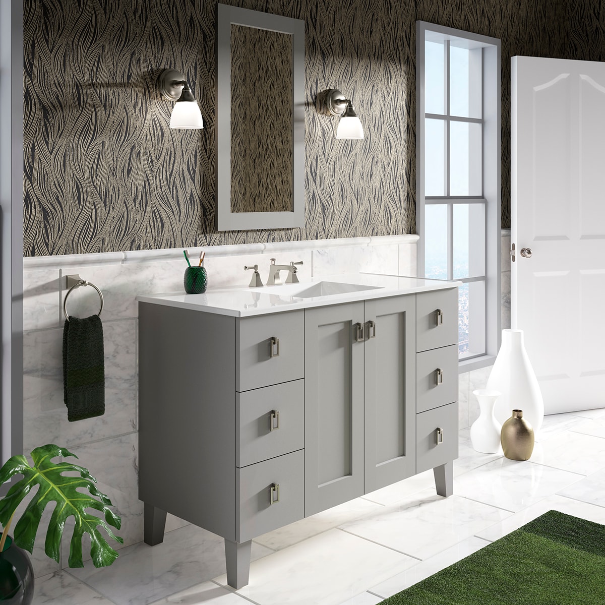 KOHLER Poplin 49-in Mohair Grey Single Sink Bathroom Vanity with Mohair ...