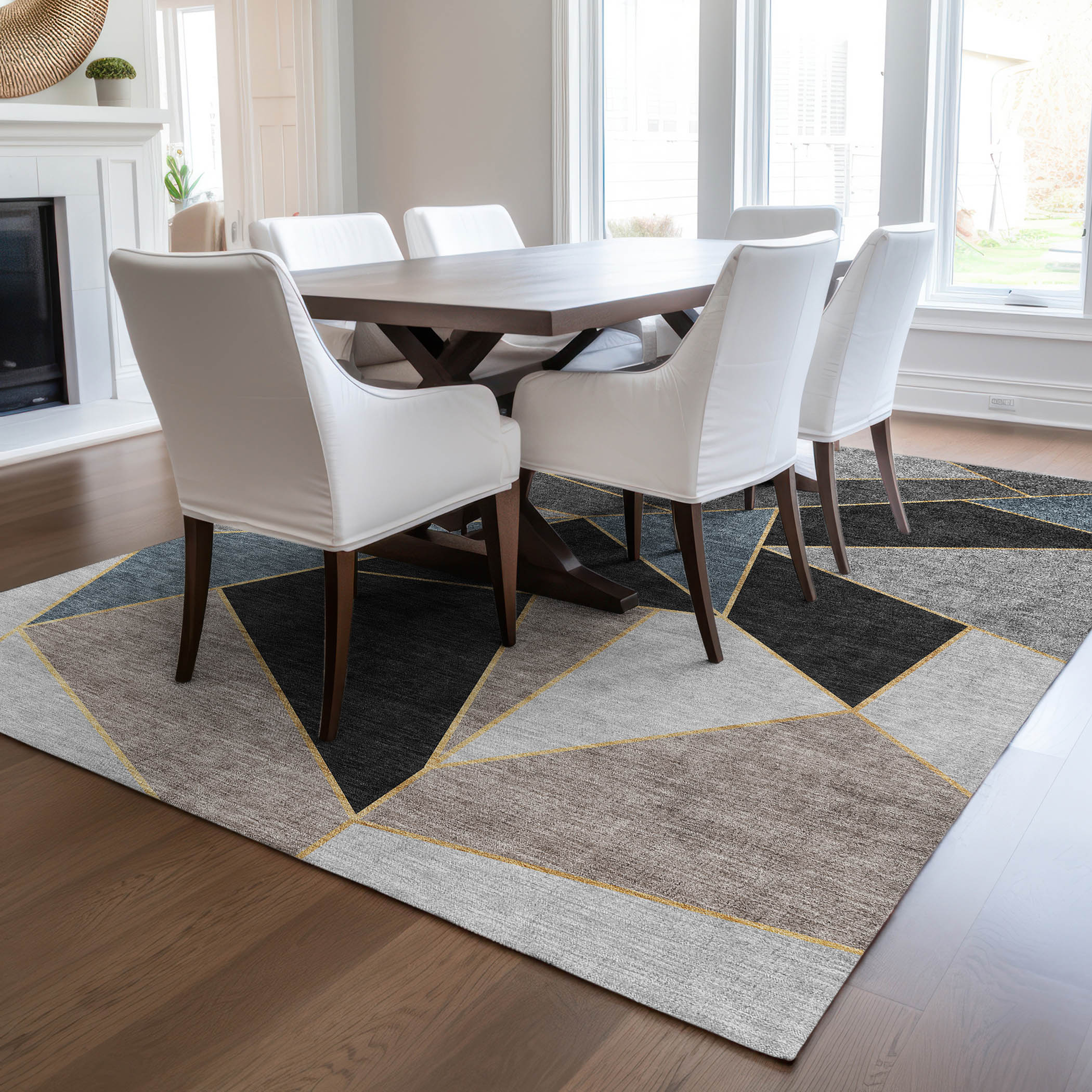 Addison Rugs ACN636BU8X10 Chantille ACN636BU 8 x 10 (ft) Polyester Blue Rectangular Indoor/Outdoor Geometric Machine washable Area rug