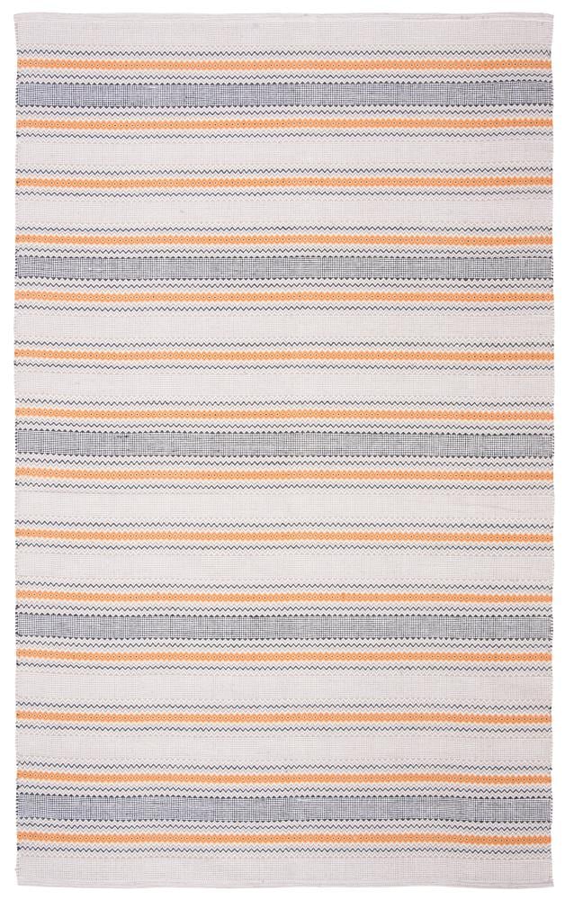 Safavieh MTK536P-5 Montauk Jocelin 5 x 8 (ft) Cotton Orange/Beige Rectangular Indoor Stripe Area rug