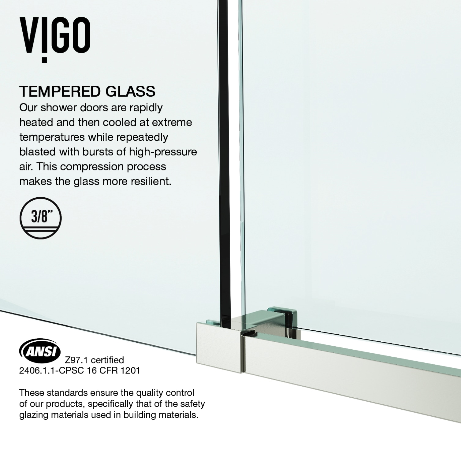 VIGO Elan E-Class Stainless Steel 60-in to 64-in W x 76-in H Frameless ...