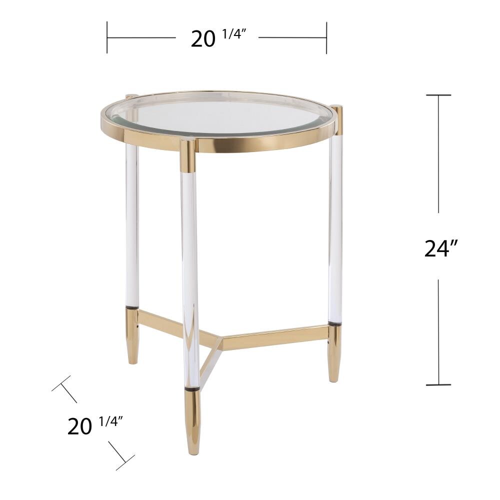 Boston Loft Furnishings Bihet Plated Gold Glass Round Glam End Table in ...