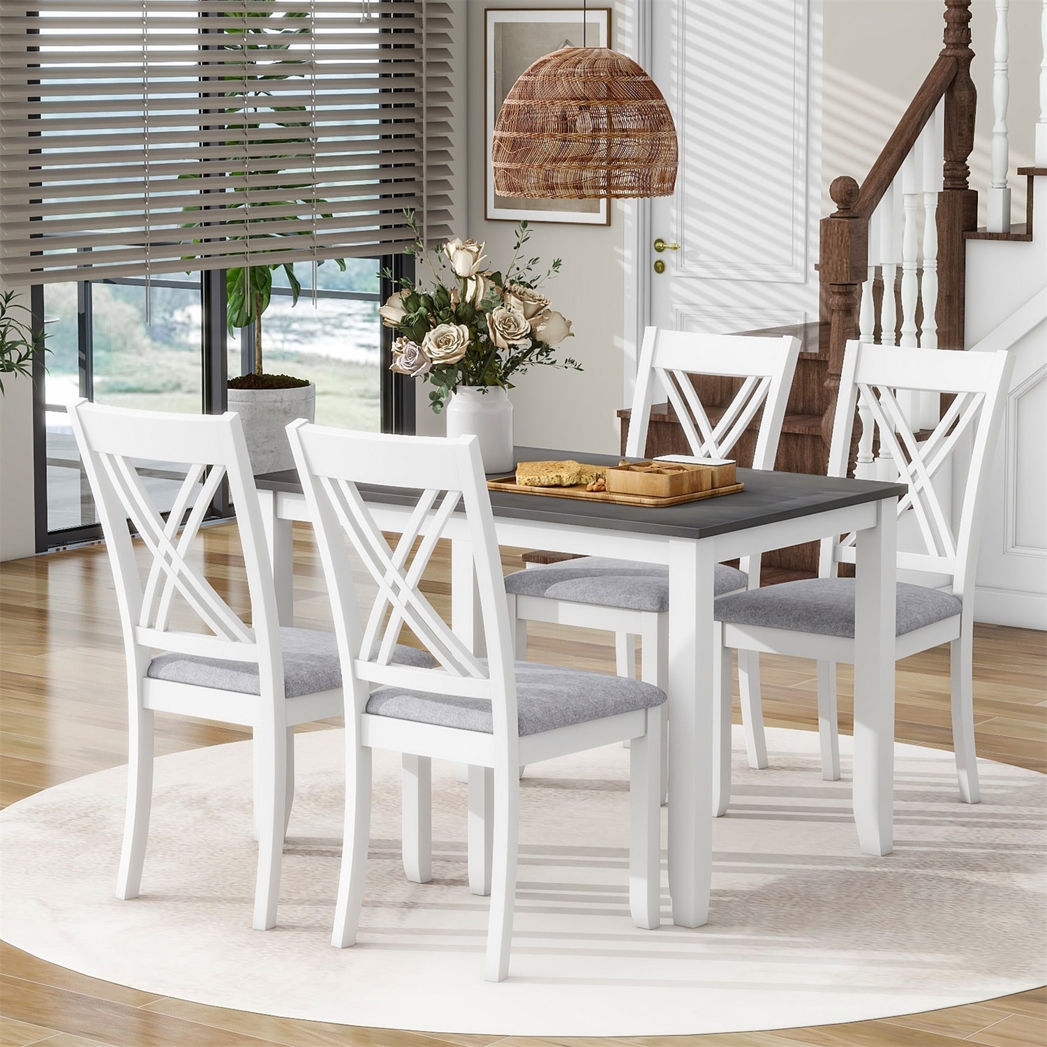Mondawe MD-TP53AAE Gray Rustic Dining Room Set with Rectangular Table ( Seats 4 )