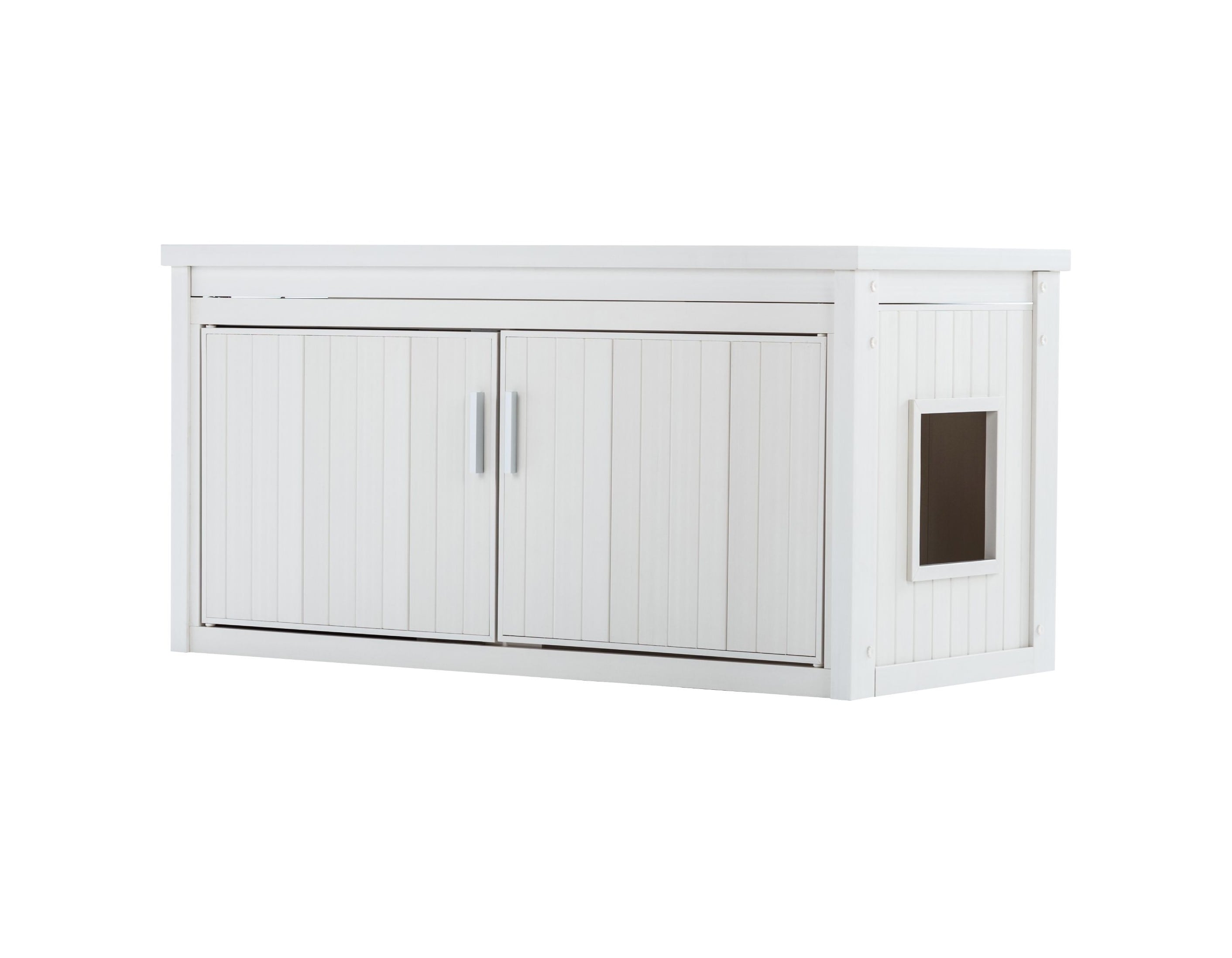 New Age Pet EHKLB12-04 Antique White Hooded Litter box concealment