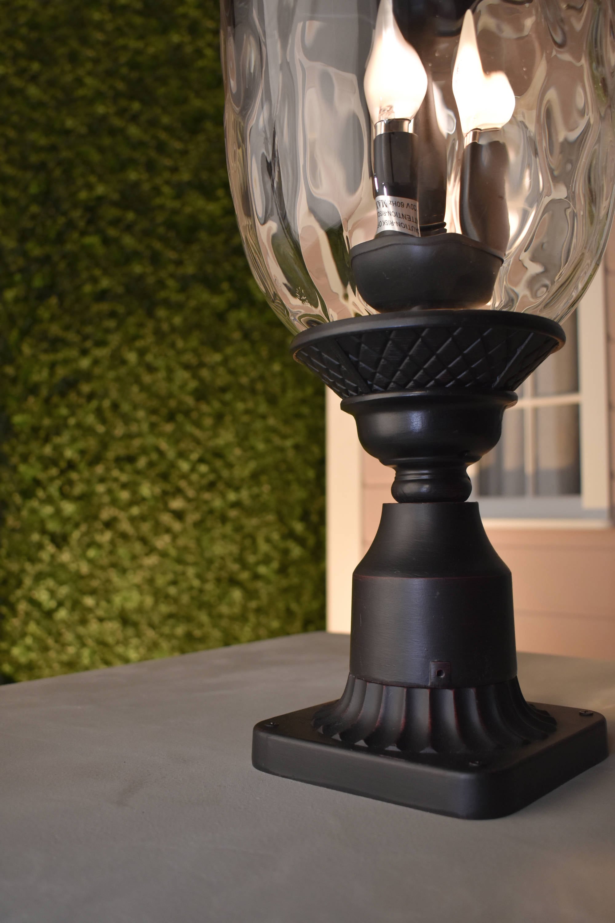 Oriental Bronze 26-Inch Outdoor Post Light with Water Glass Shade