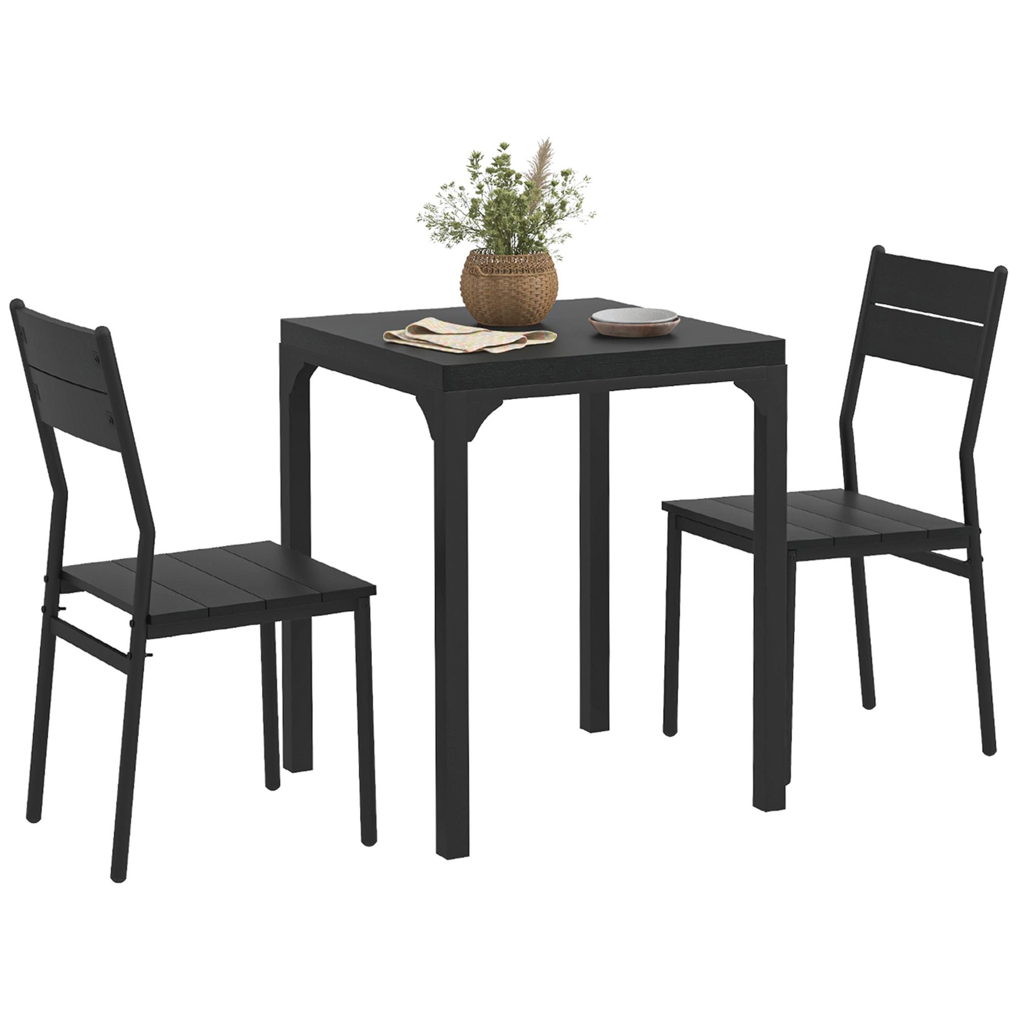 AHIOU HOME Prestige 3 -Piece Teak Bistro Patio Dining Set Wood Round Table with 2 Stationary Chairs