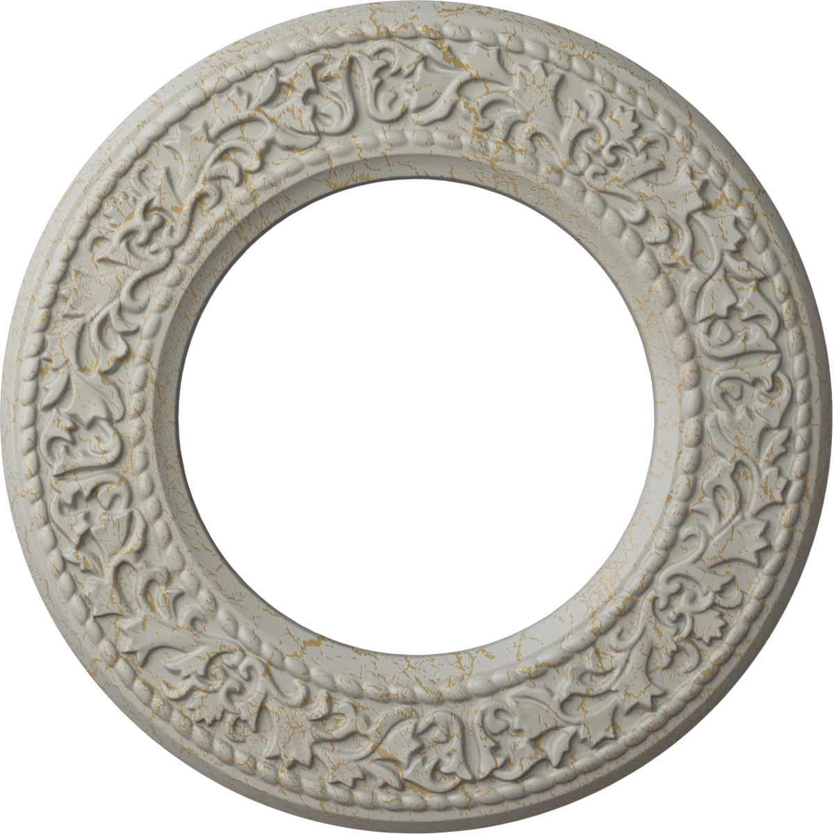 Ekena Millwork CM13BLPCC Blackthorn 13.375-in W x 13.375-in L Painted Pot Of Cream Crackle Polyurethane Whole Ceiling Medallion