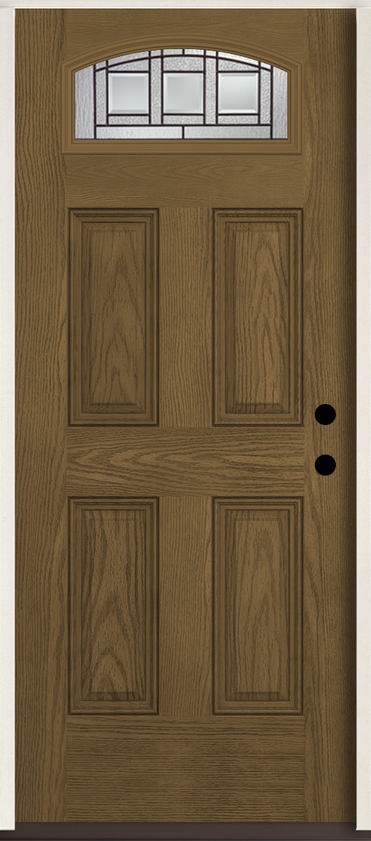 RELIABILT LO963628 Craftsman 36-in x 80-in x 4-5/8-in Fiberglass 1/4 lite Left-hand inswing Walnut Stain Stained Prehung Front Door Insulating core