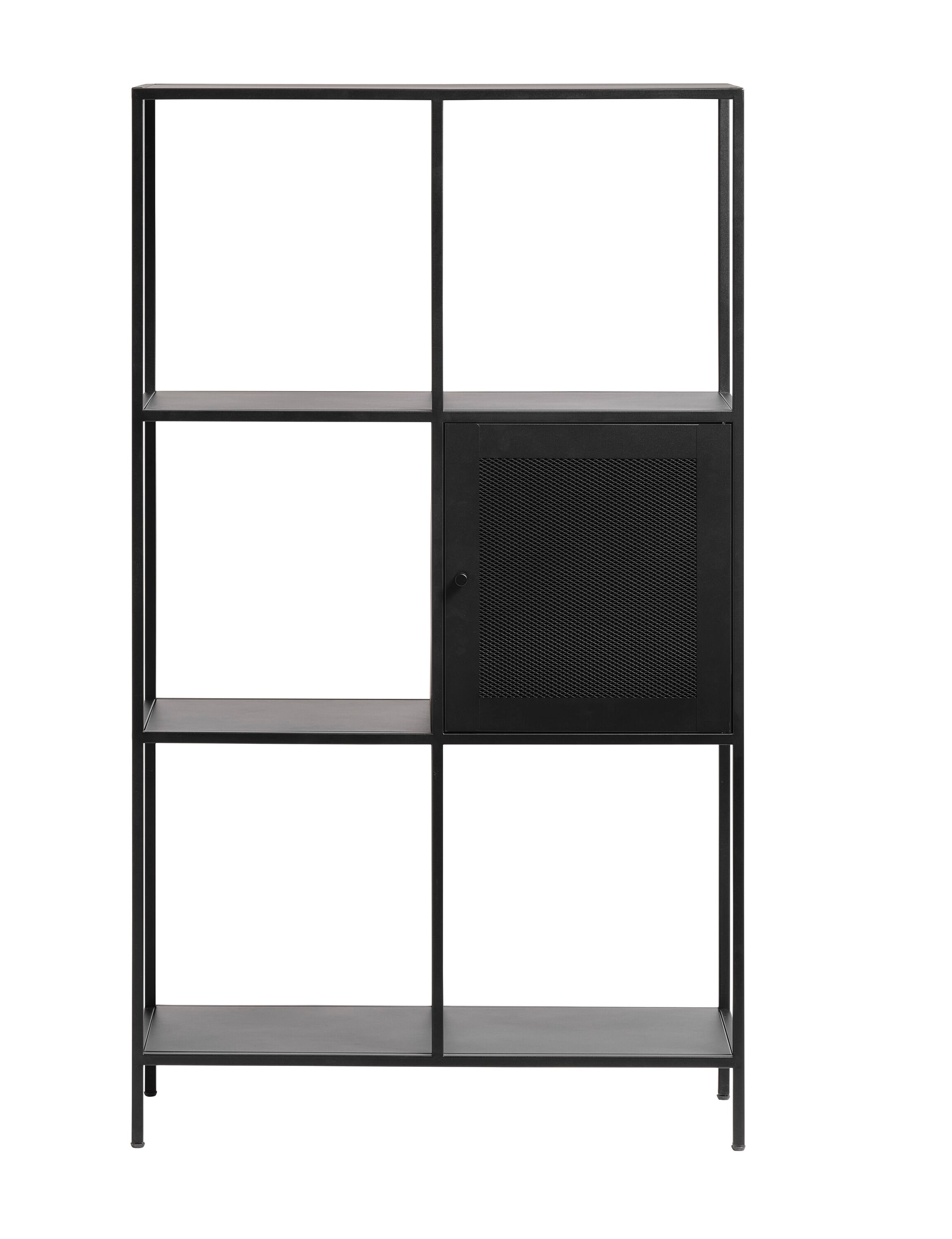  MALI-4617 Black Metal 5 -Shelf Modular Bookcase with Doors ( 31.25-Inches W x 53-Inches H x 13.75-Inches D ) Finished