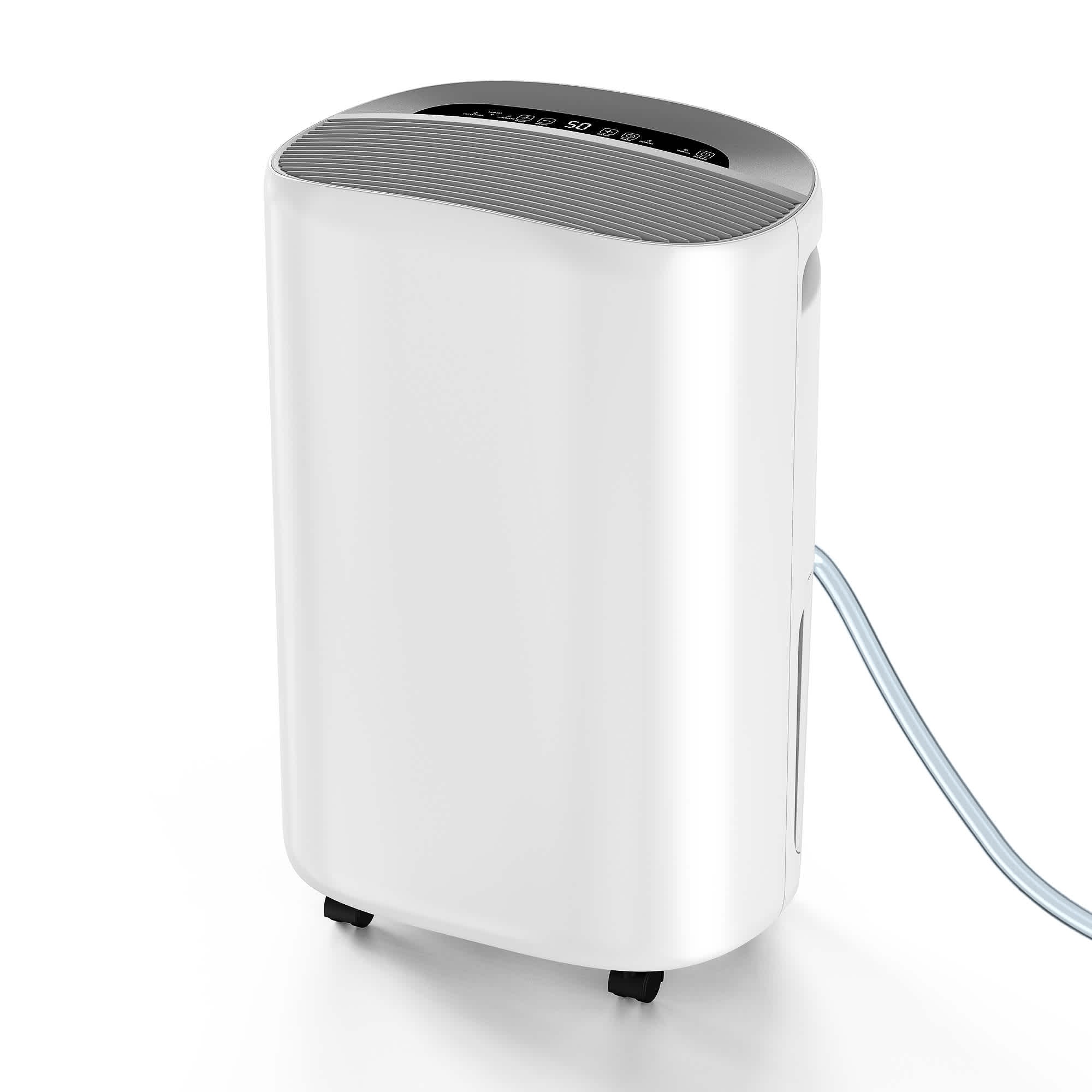 Maxcuum 50 pt 5500 sq ft Dehumidifier Adjustable Humidistat with Bucket Drain Hose in White for Basement