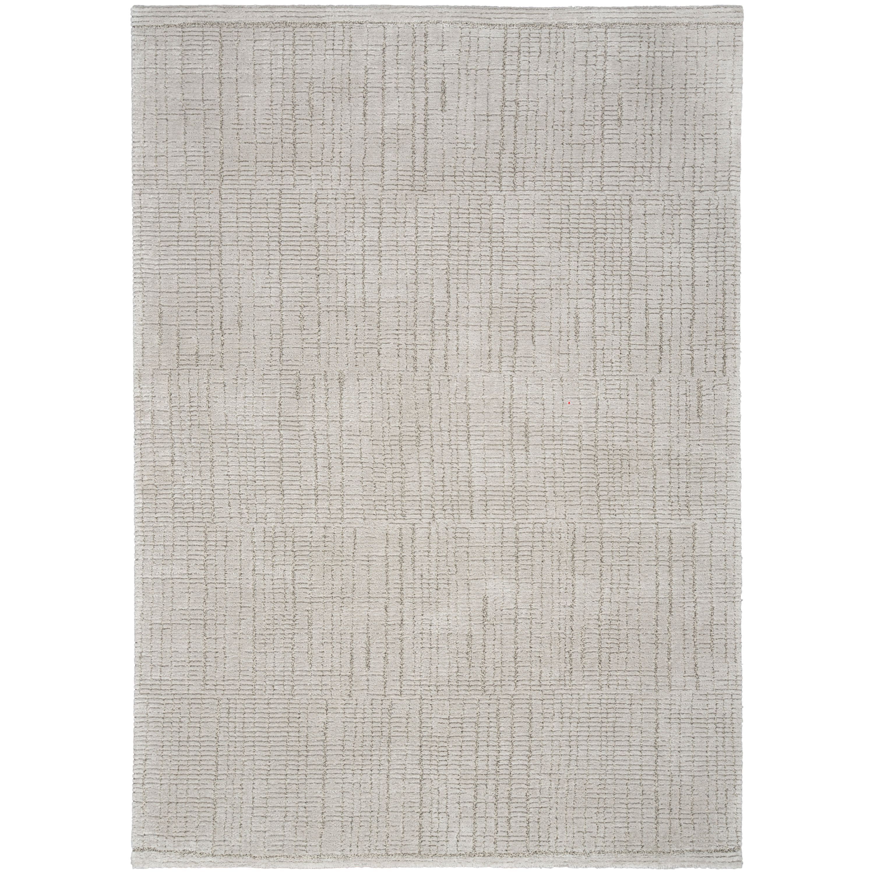 Nourison 099446944030 Santa Cruz Modern Abstract Textured Indoor Rug Silver 5'3" x 7'3"