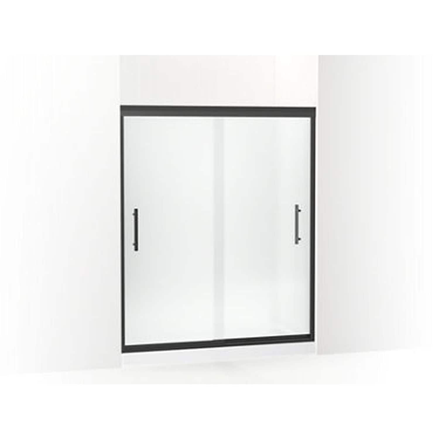 Sterling 547808-59PBL-G03 Finesse Peak Matte Black 56-in to 59-in W x 70.06-in H Frameless Sliding Shower door 5/16-in Thick Frosted Glass