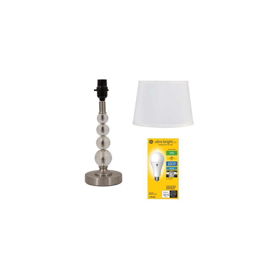 clear lamp base with white shade