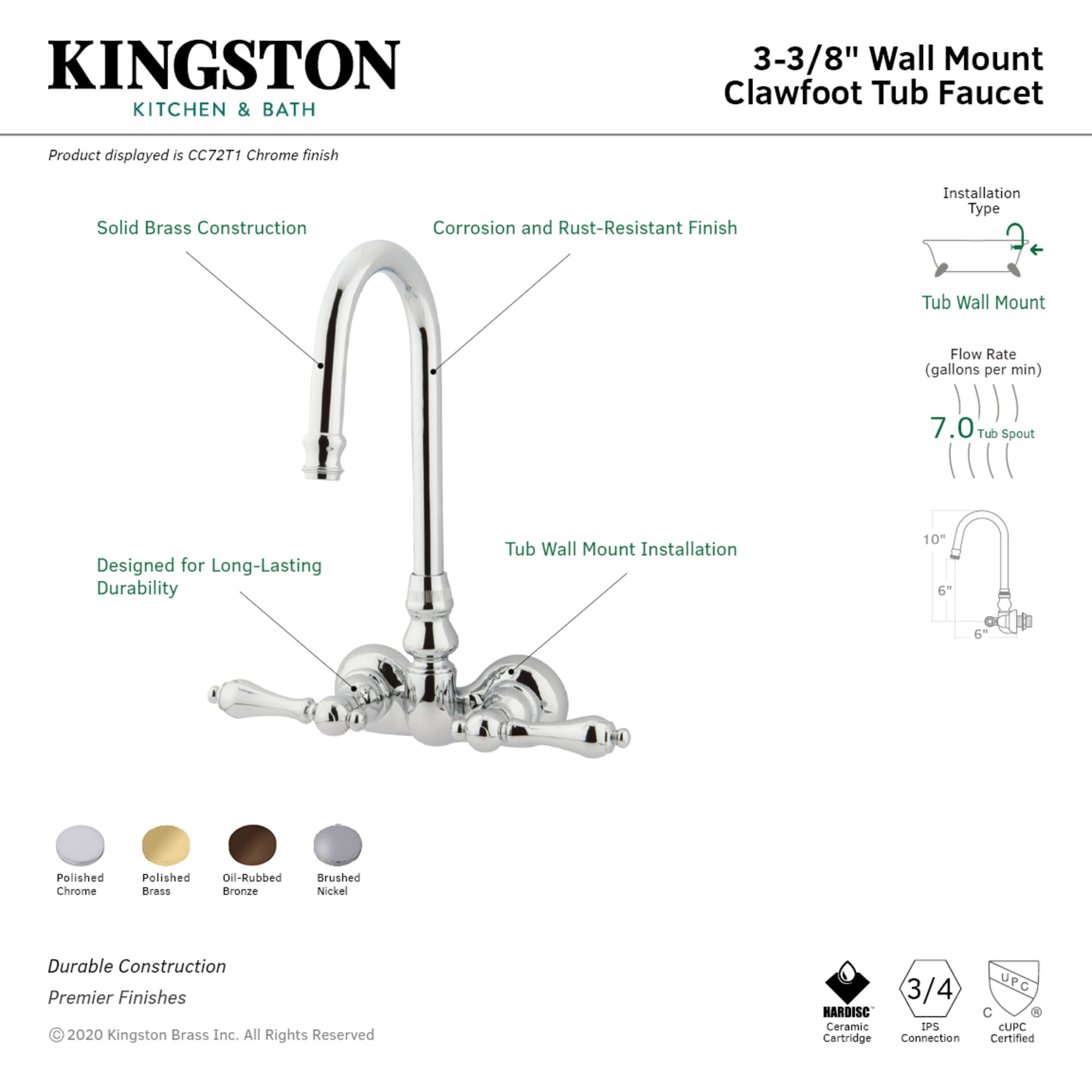 Kingston Brass WLCC71T2 Roman-Tub-Faucets - View #2