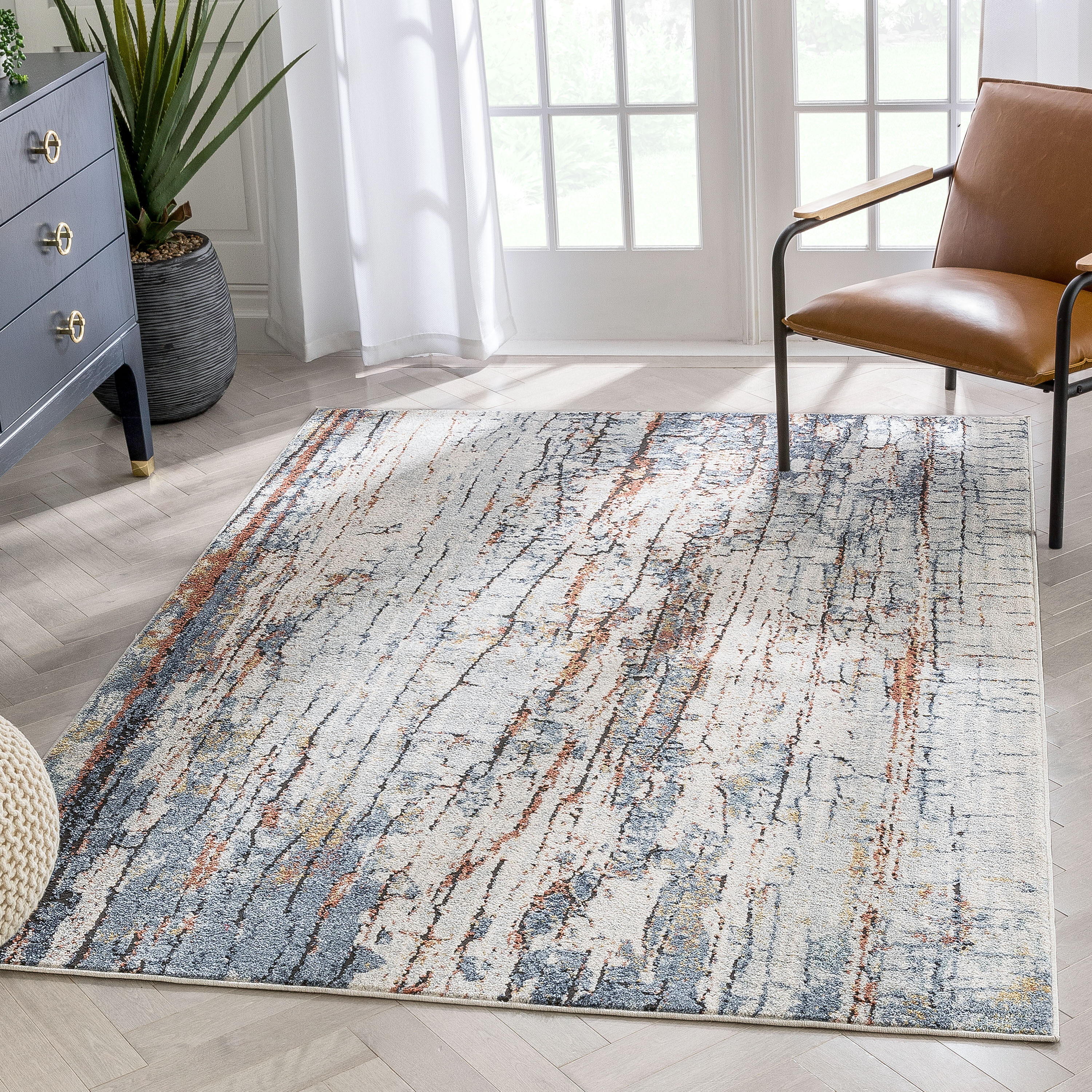 Well Woven Envie 8 X 10 Ft Blue Indoor Abstract Mid Century Modern Area Rug In The Rugs 