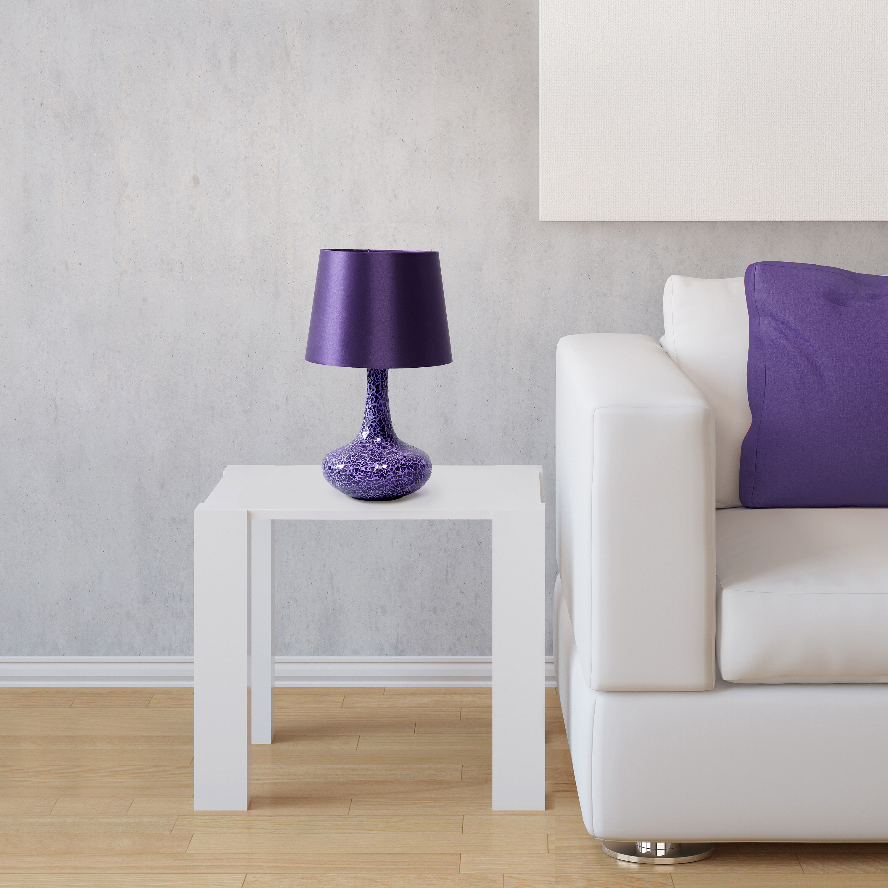 Simple Designs LT3039-PRP Madison 14.17-in Purple Table Lamp with Fabric Shade