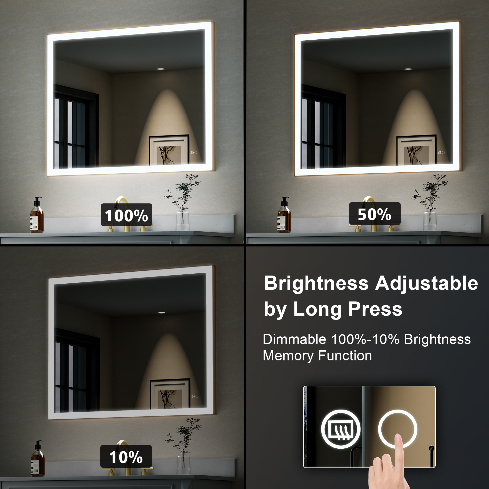 WELLFOR W5FM4032GD Framed-Bath-Mirrors - View #6