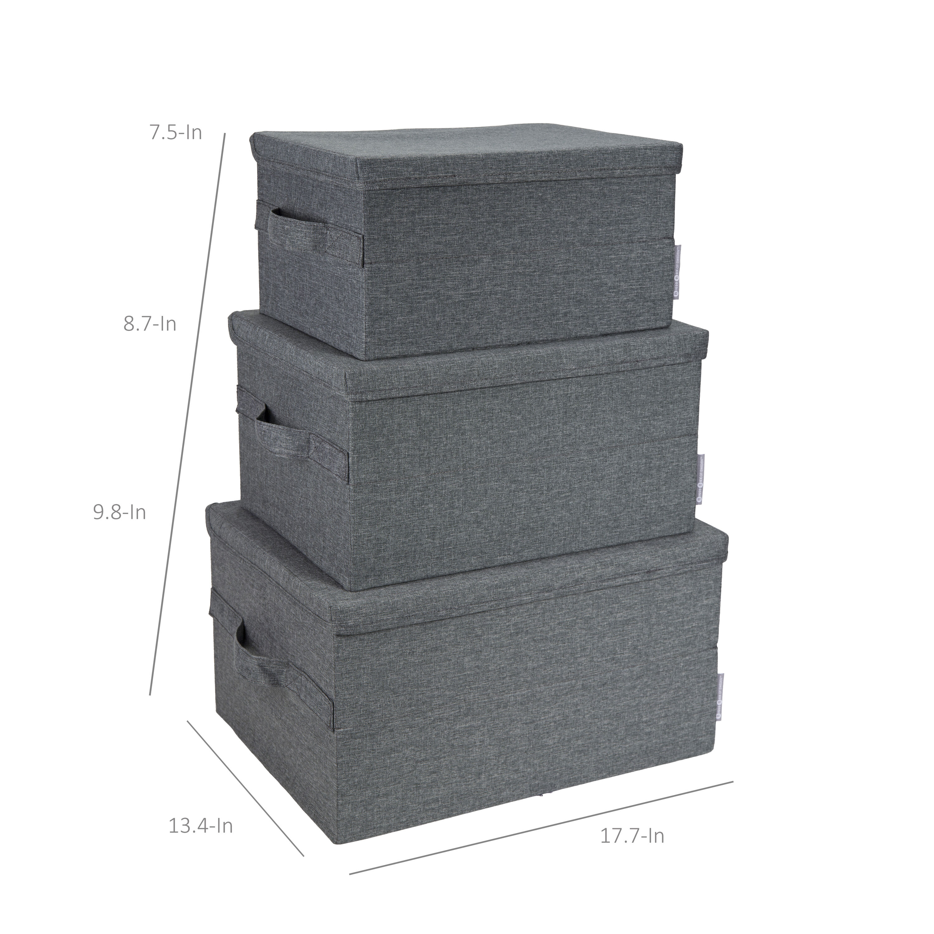 Grey Fabric Storage Box with Lid by Bigso Sweden