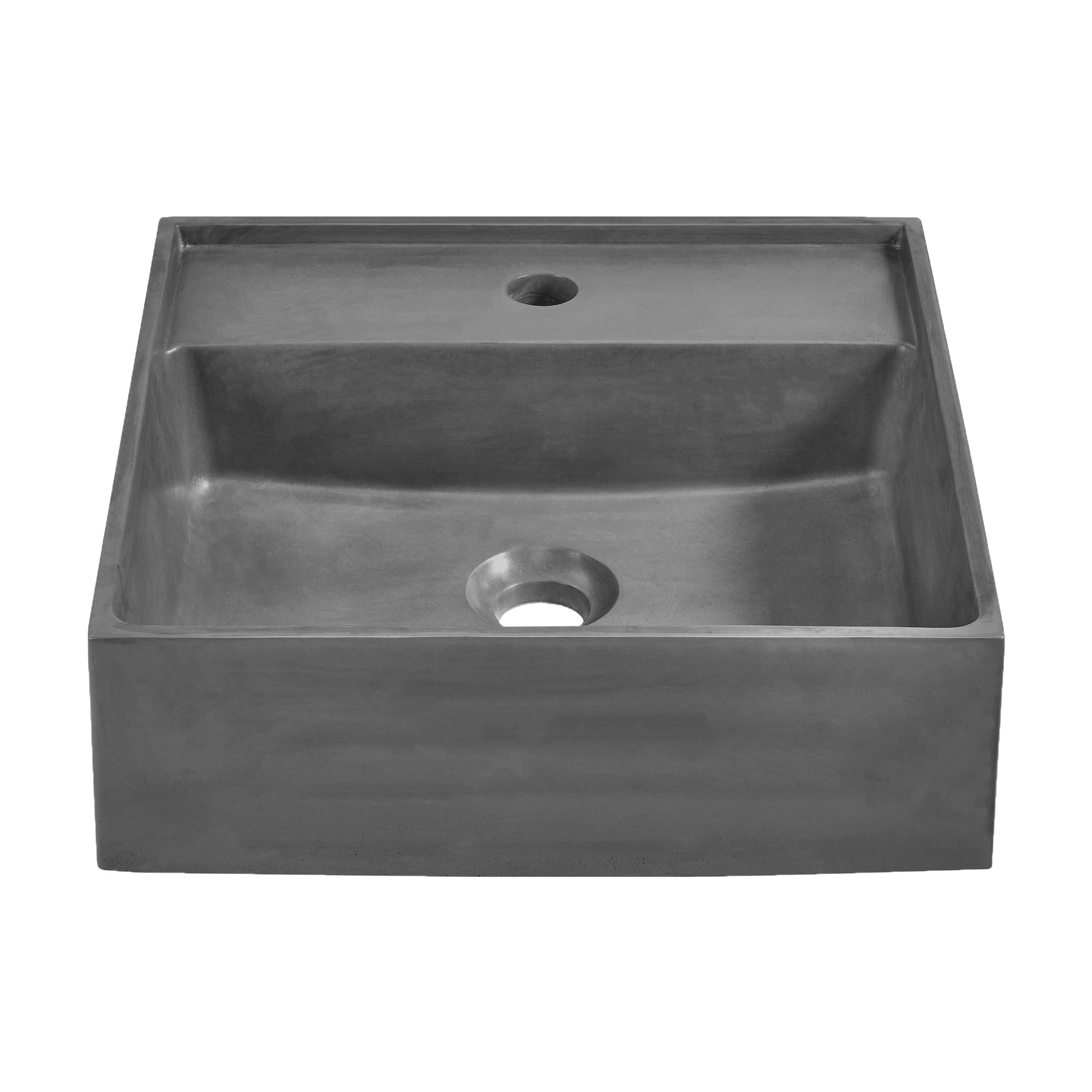 Swiss Madison SM-25-VSTHU05DG Thun Concrete Vessel Square Modern Matte Dark Grey Bathroom Sink ( 17-Inches x 17-Inches )