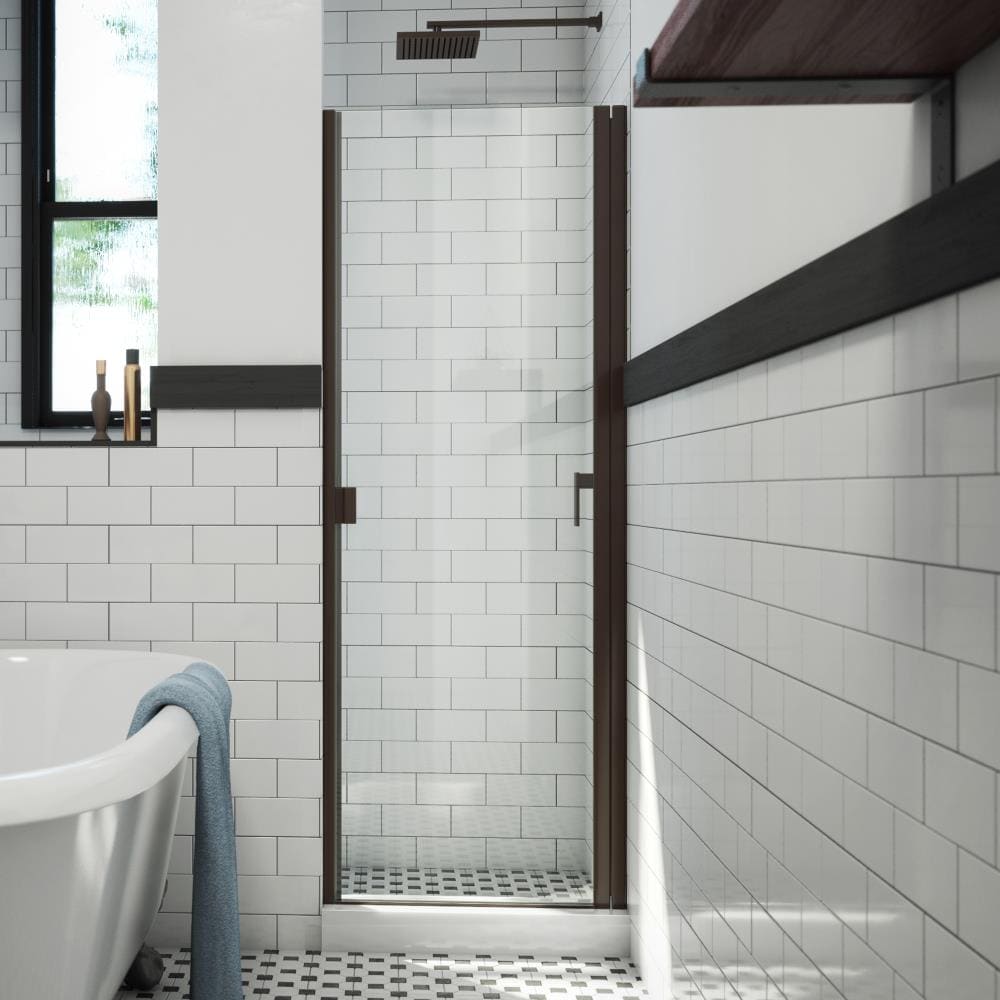 Arizona Shower Door R3466ORCL R-Door Oil-rubbed bronze 34-in W x 66-Inches H Semi-frameless Hinged Shower door 3/16-in Thick Clear Glass