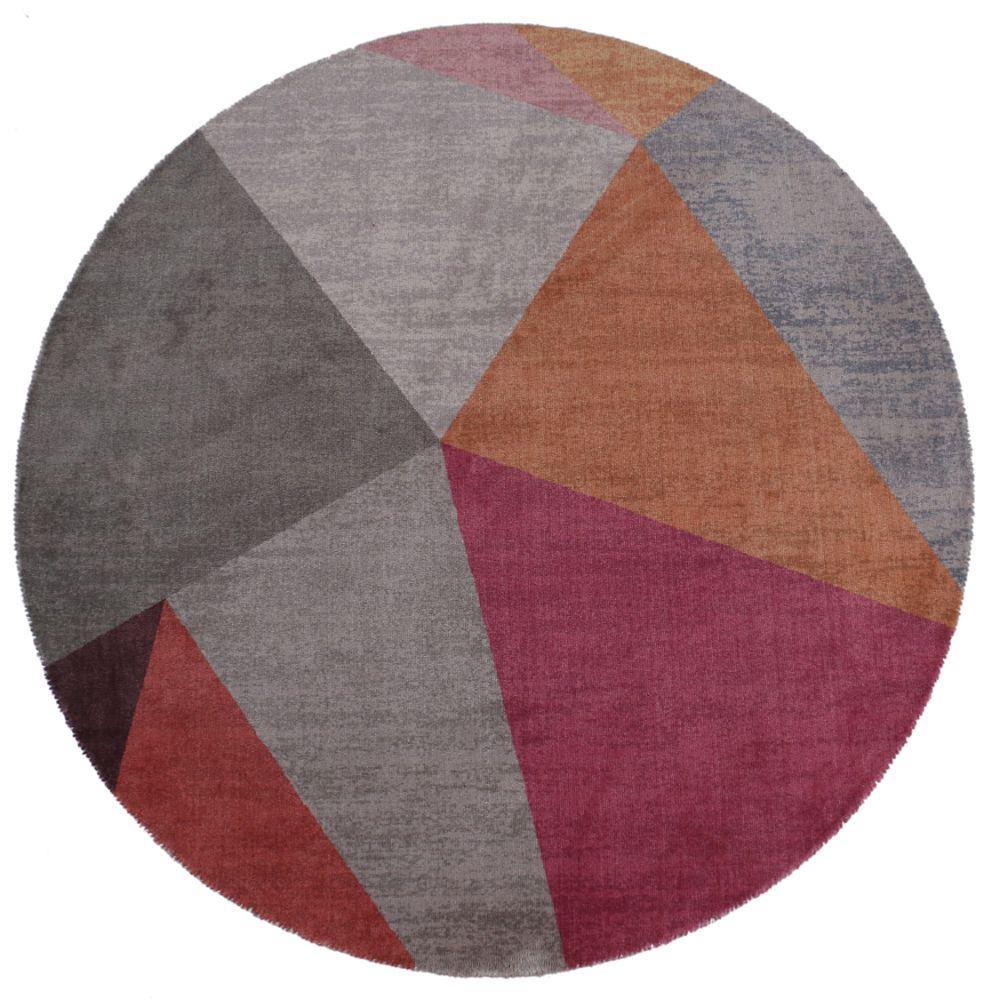Zig Zag 12342124 Pyramid Pink Round Indoor Geometric Area Rug
