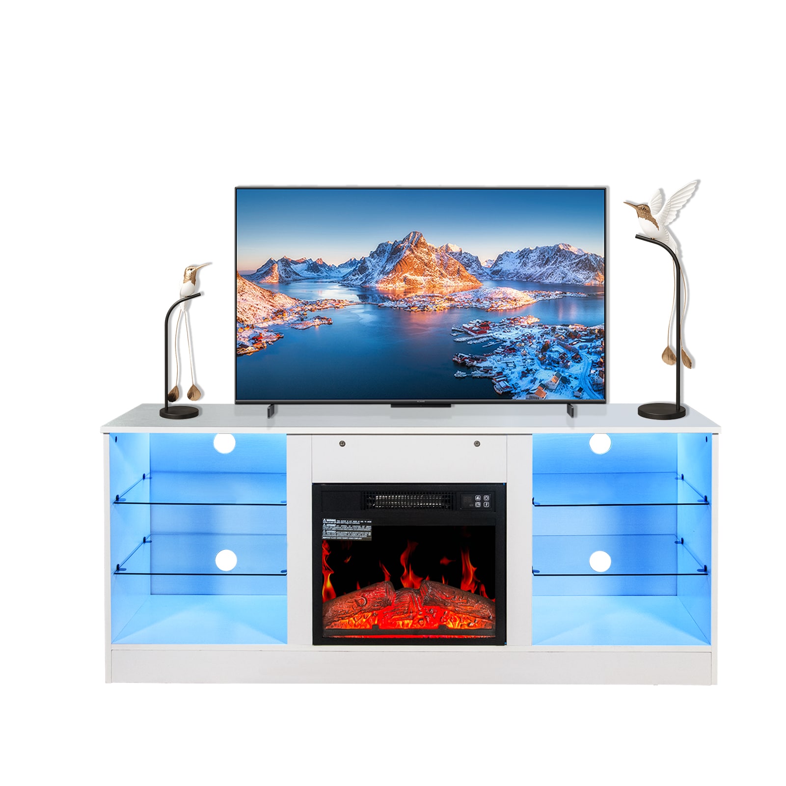 Clihome 59-in W Brown TV Stand with Fan-forced Electric Fireplace CL-SU59-26 Sansujyuku sansujyuku.com