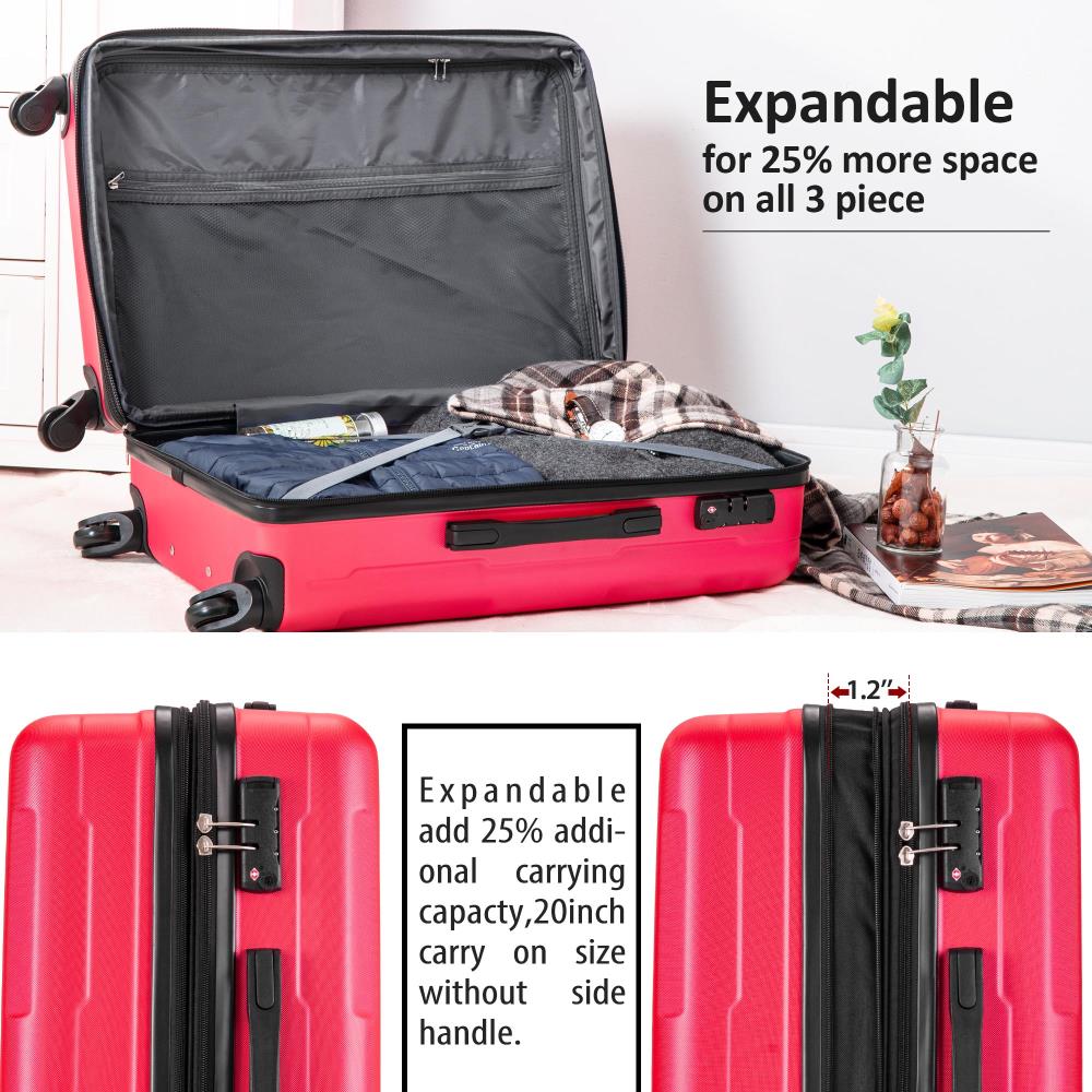 Cantor Ultra Lightweight Softside Luggage with Spinner Wheels, Set of 3,  Expandable Suitcase with Retractable Handle and ID Tag, and Interlocking