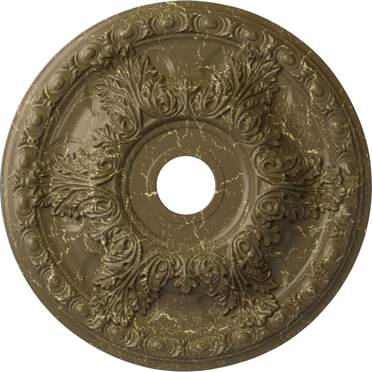 Ekena Millwork CM23GAMMC Granada 23.375-in W x 23.375-in L Painted Mississippi Mud Crackle Polyurethane Whole Ceiling Medallion