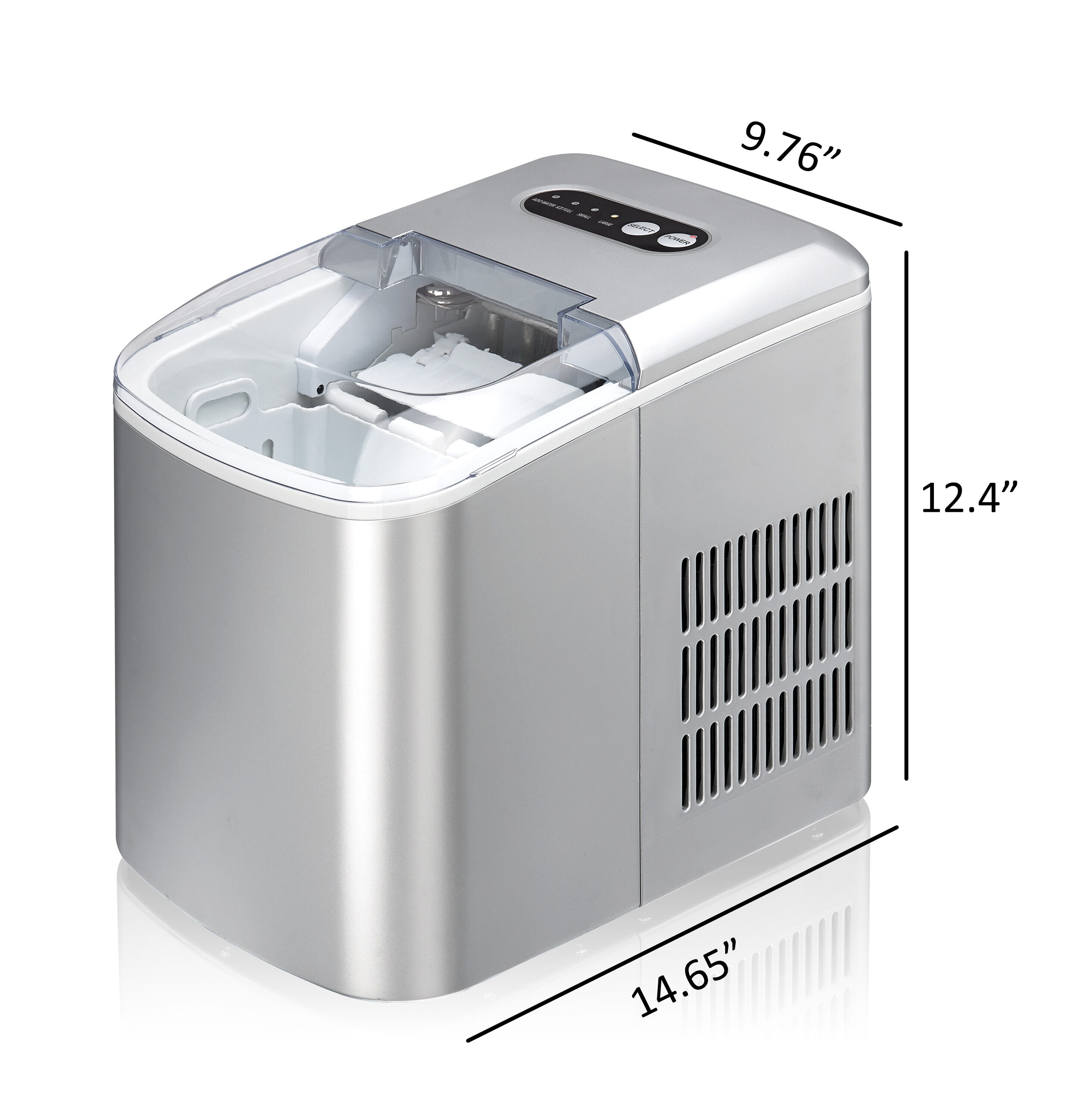 Chefman Iceman 26-lb Flip-up Door Countertop or Portable Bullet Ice Maker  (Stainless Steel) in the Ice Makers department at