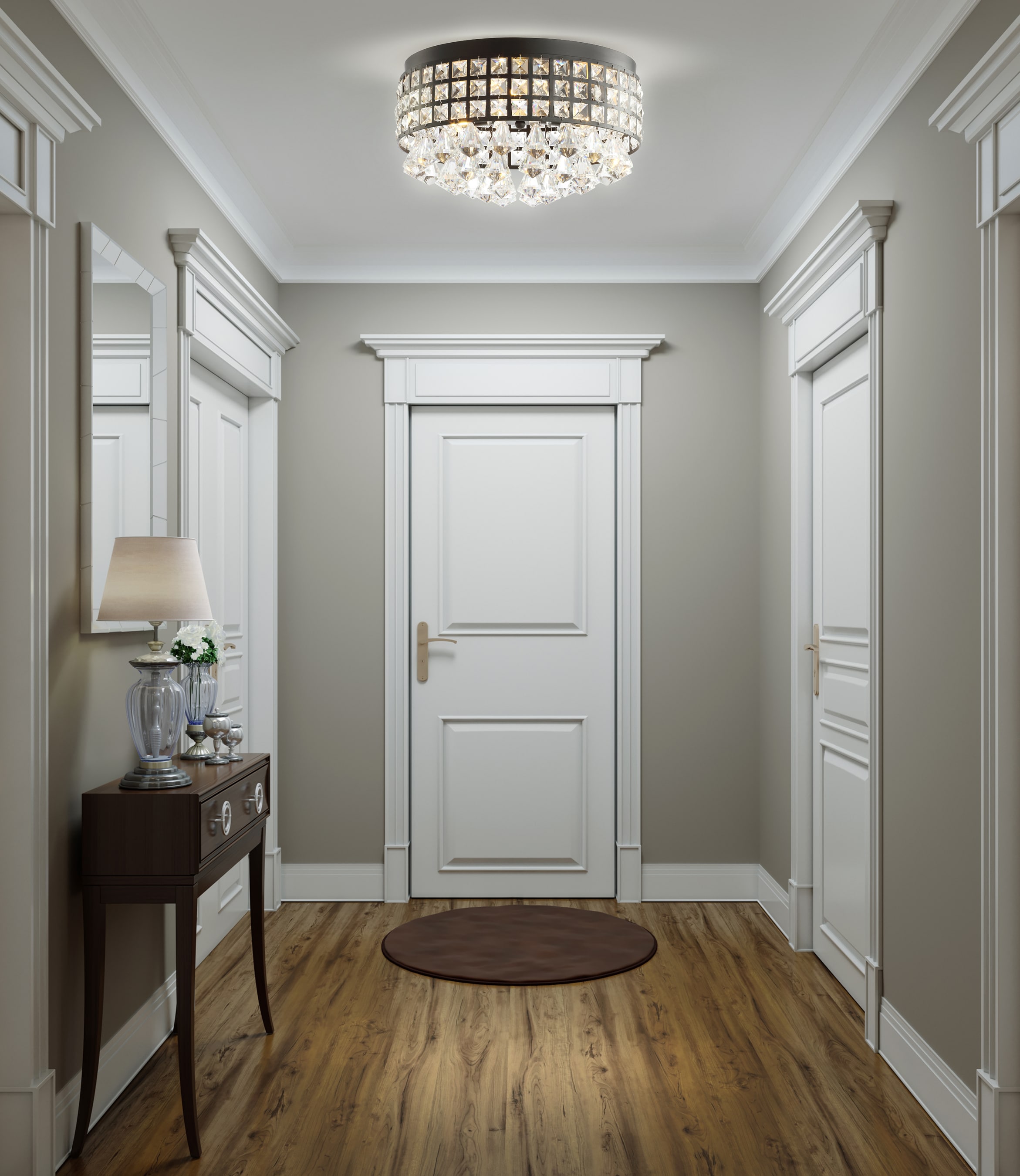 Meredith 14.5" Black Crystal Drum LED Flush Mount