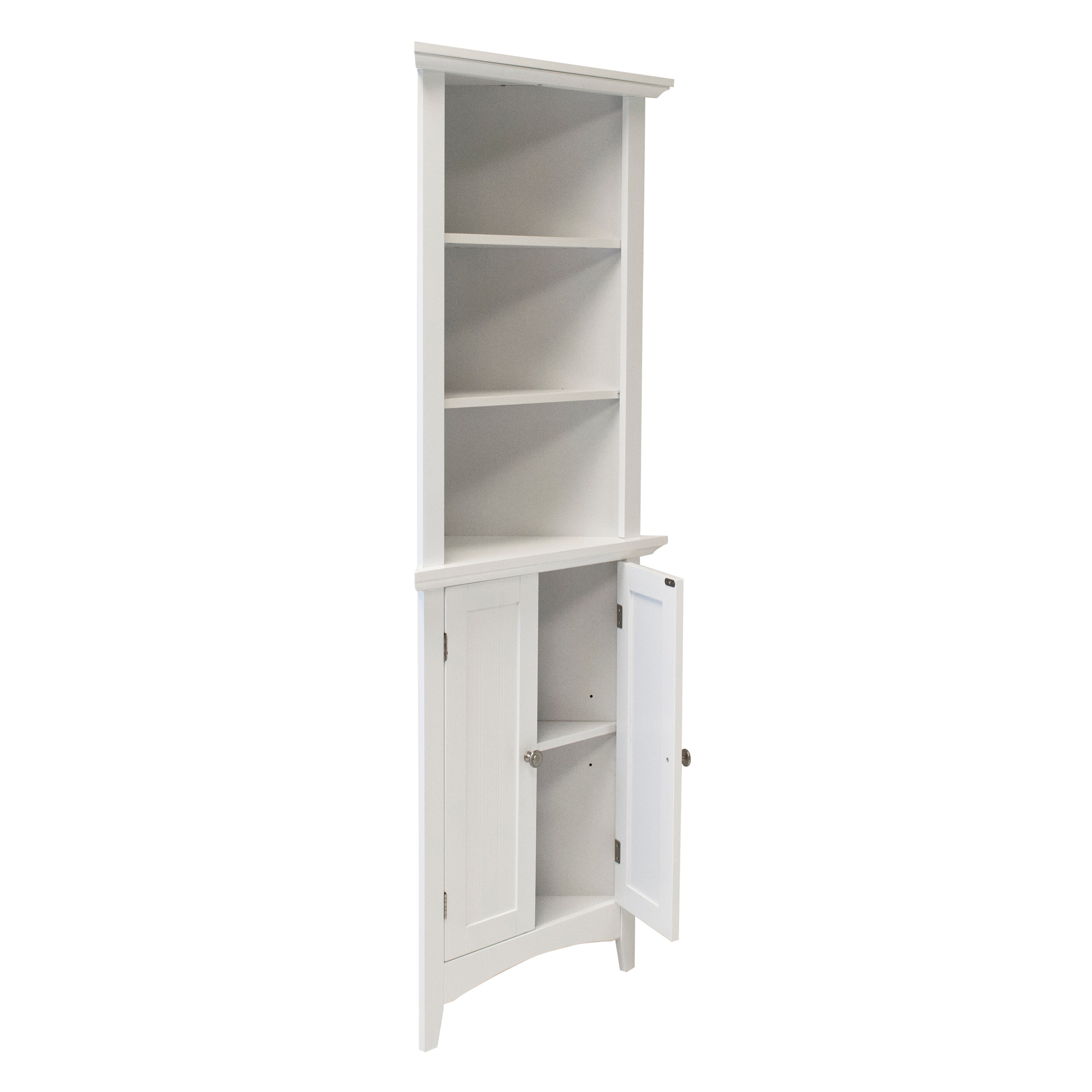 Prepac Tall Bookcase with 2 Shaker Doors - White