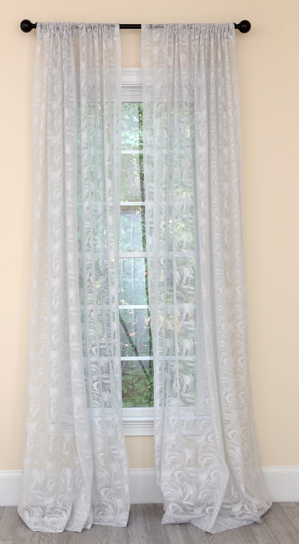 MANOR LUXE ML190755496GY 96-Inches Gray Sheer Rod pocket Single curtain panel