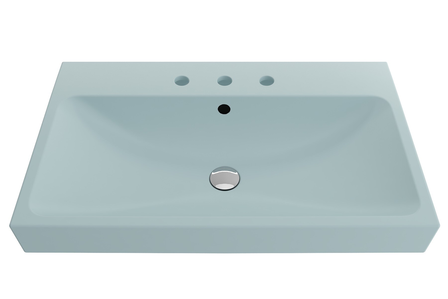 BOCCHI 1078-029-0127 Fire Clay 19-in Wall-mount Rectangular Modern Matte Ice Blue Bathroom Sink