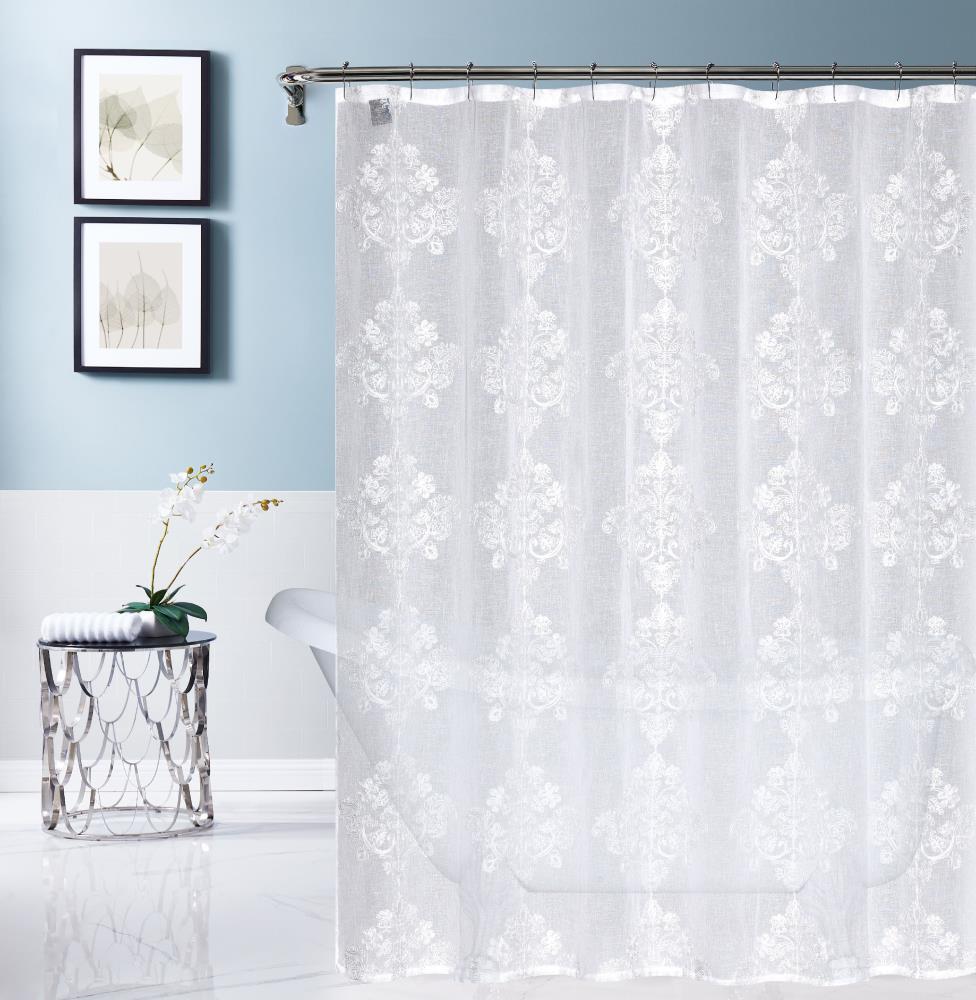 Dainty Home Amelie shower curtain 72-in L White Solid Polyester Shower ...