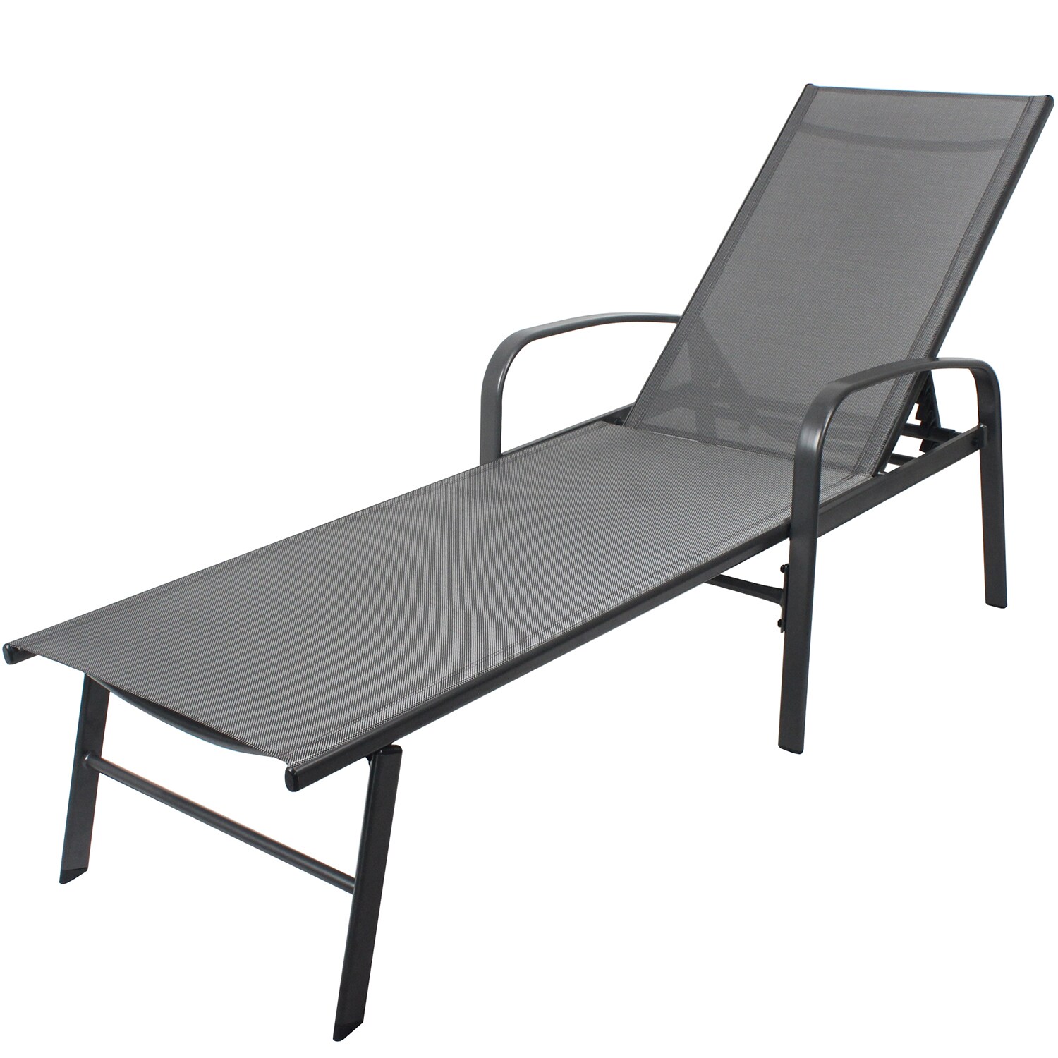 Bybafun YA7100020 Gray Steel Frame Stationary Chaise lounge Chair with Gray Mesh Seat
