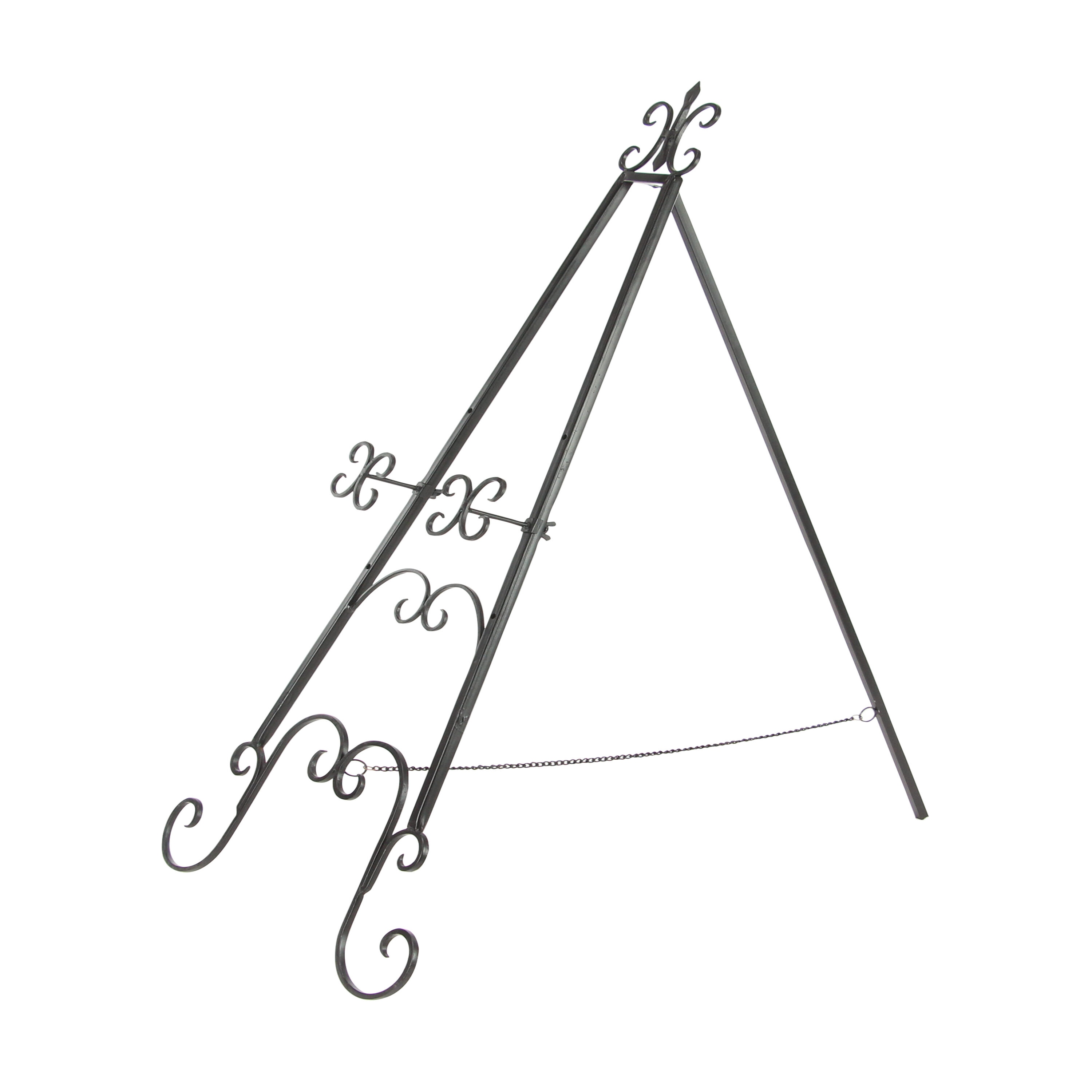 Black Metal Adjustable Scroll Easel with Chain Support