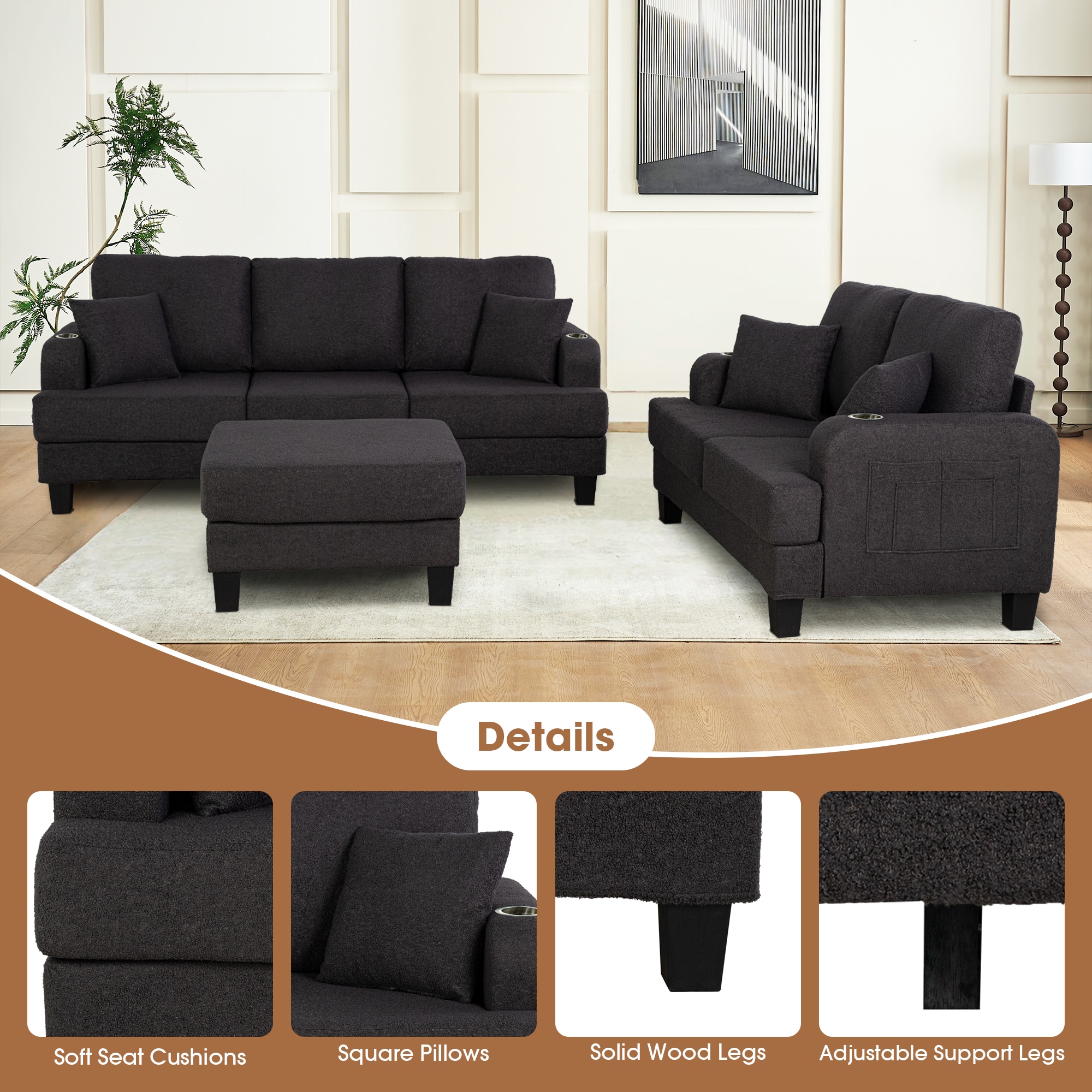 IHOMEadore MDSL6936DG Sofas-Loveseats - View #5