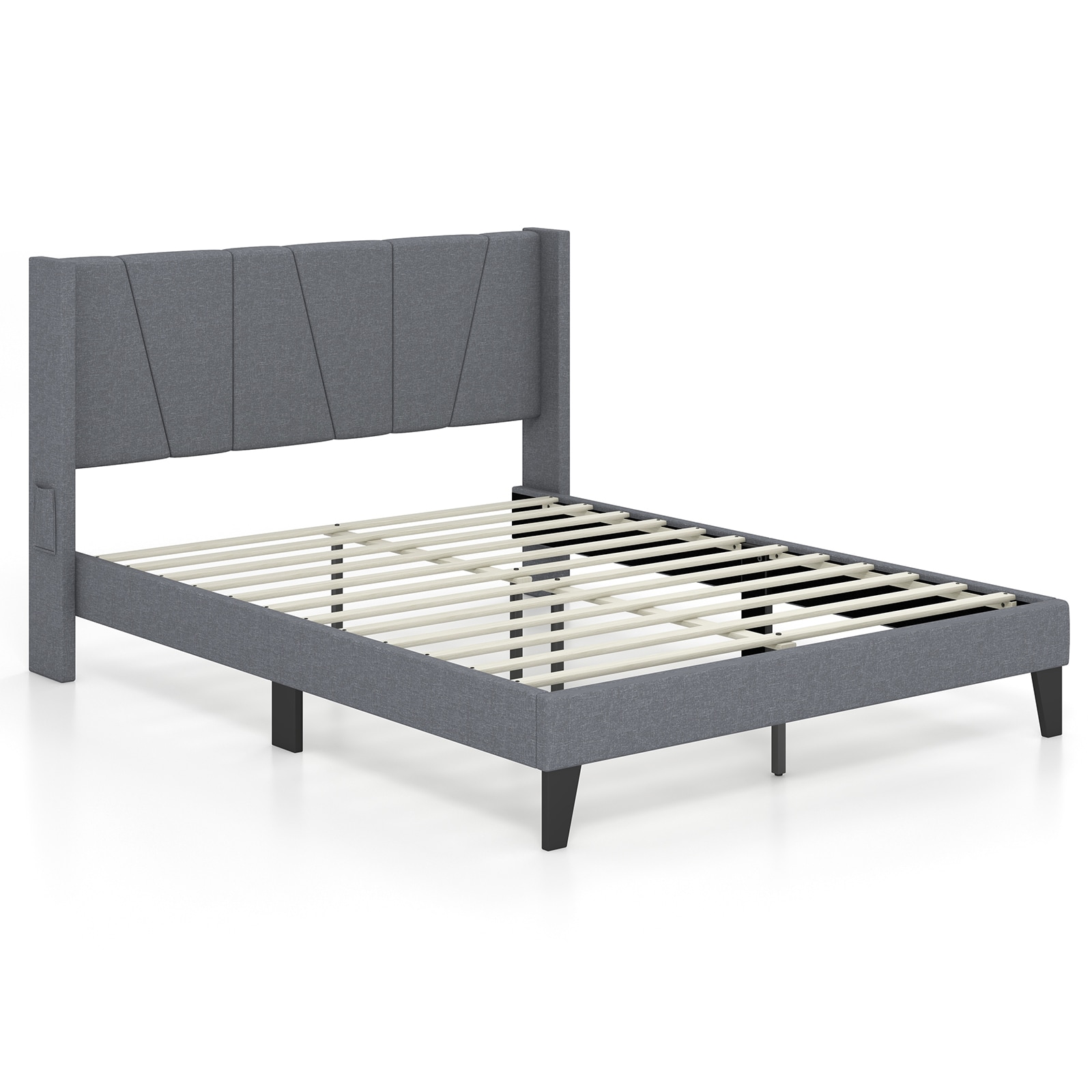 Iseryn DC16764GRQ Queen Gray Wood Bed Frame with Headboard