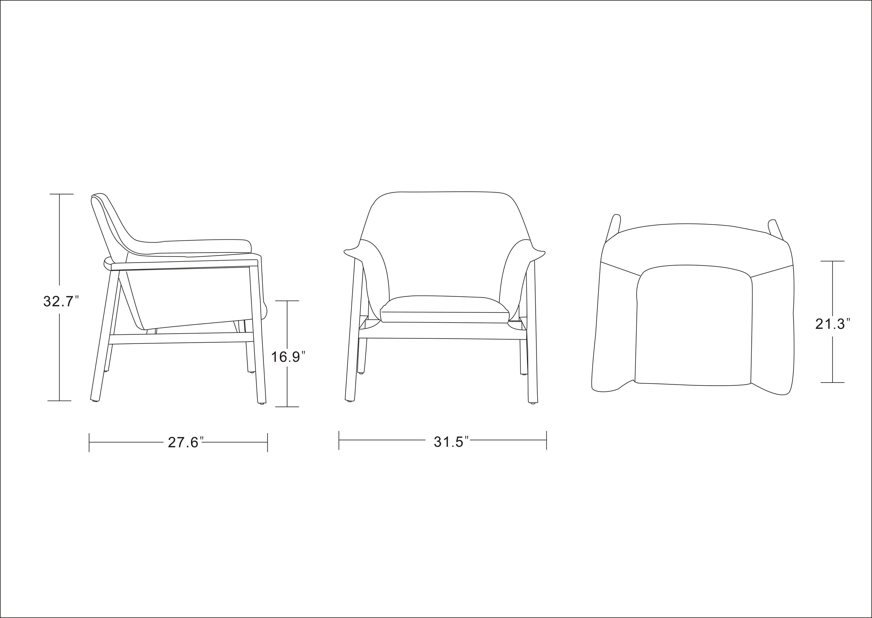 Mid Century Grey Linen & Walnut Wood Accent Chair Set