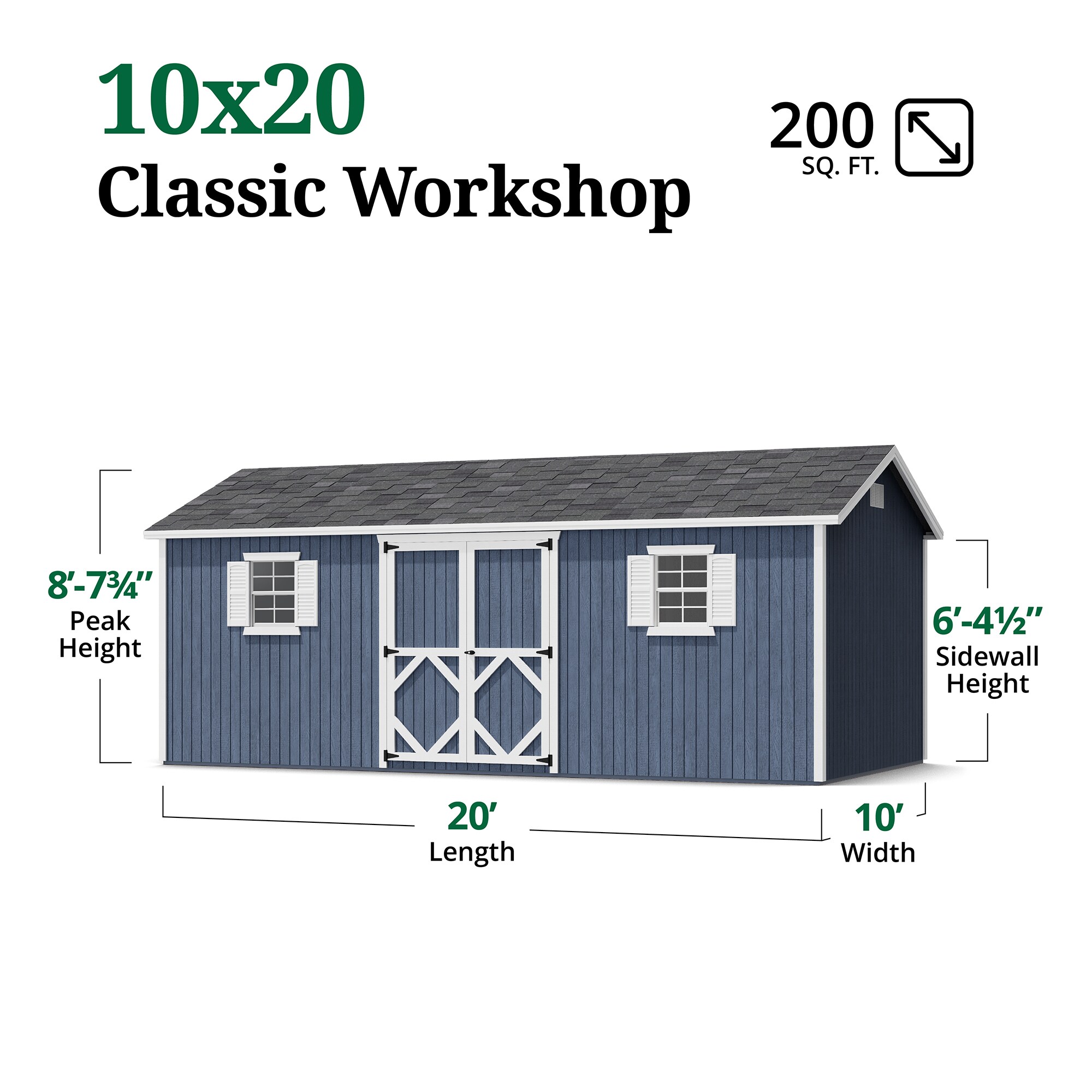 Little Cottage Co 10X20 CWS-PC Wood-Storage-Buildings - View #3
