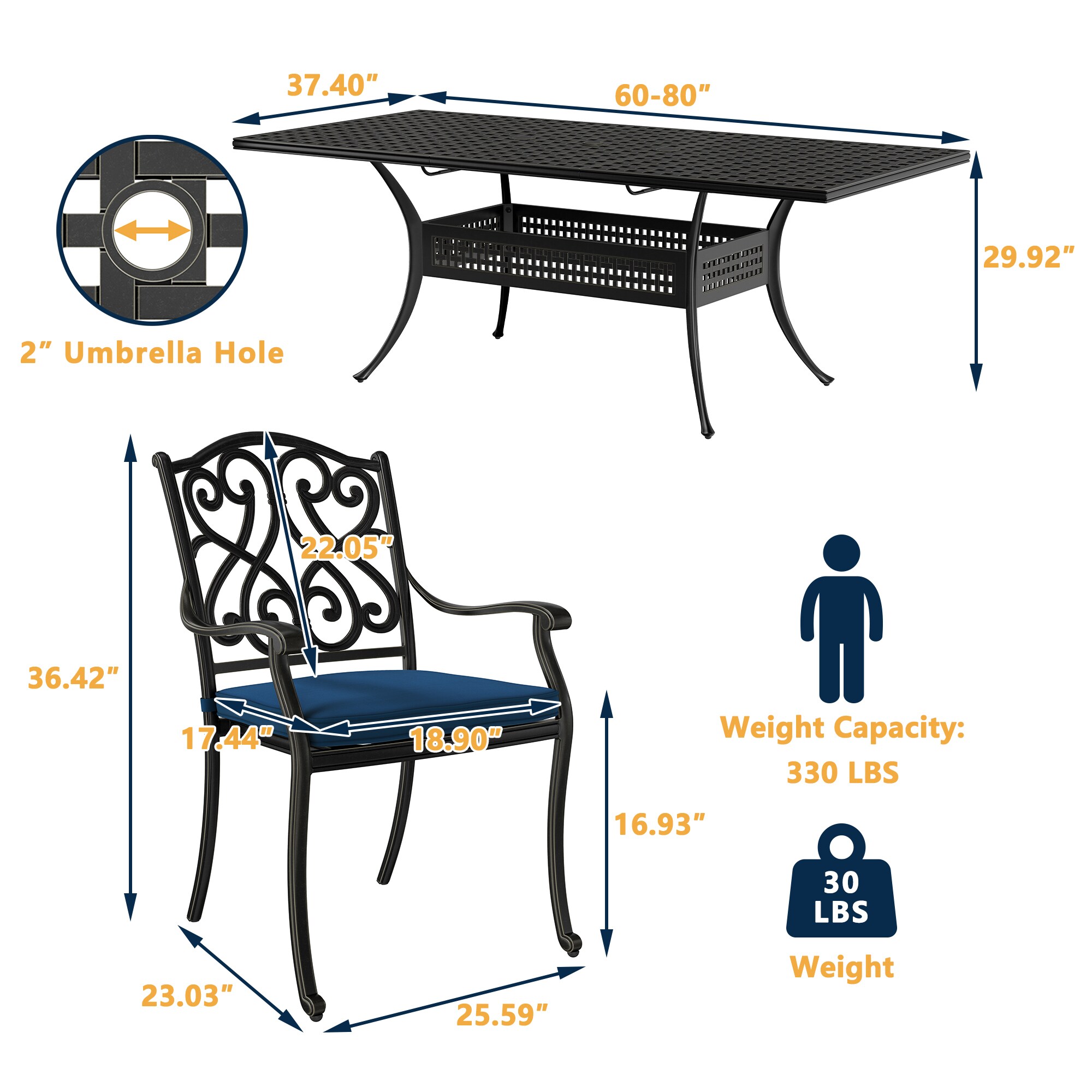 Clihome CL-LDS6080DS-BU Patio-Dining-Sets - View #5