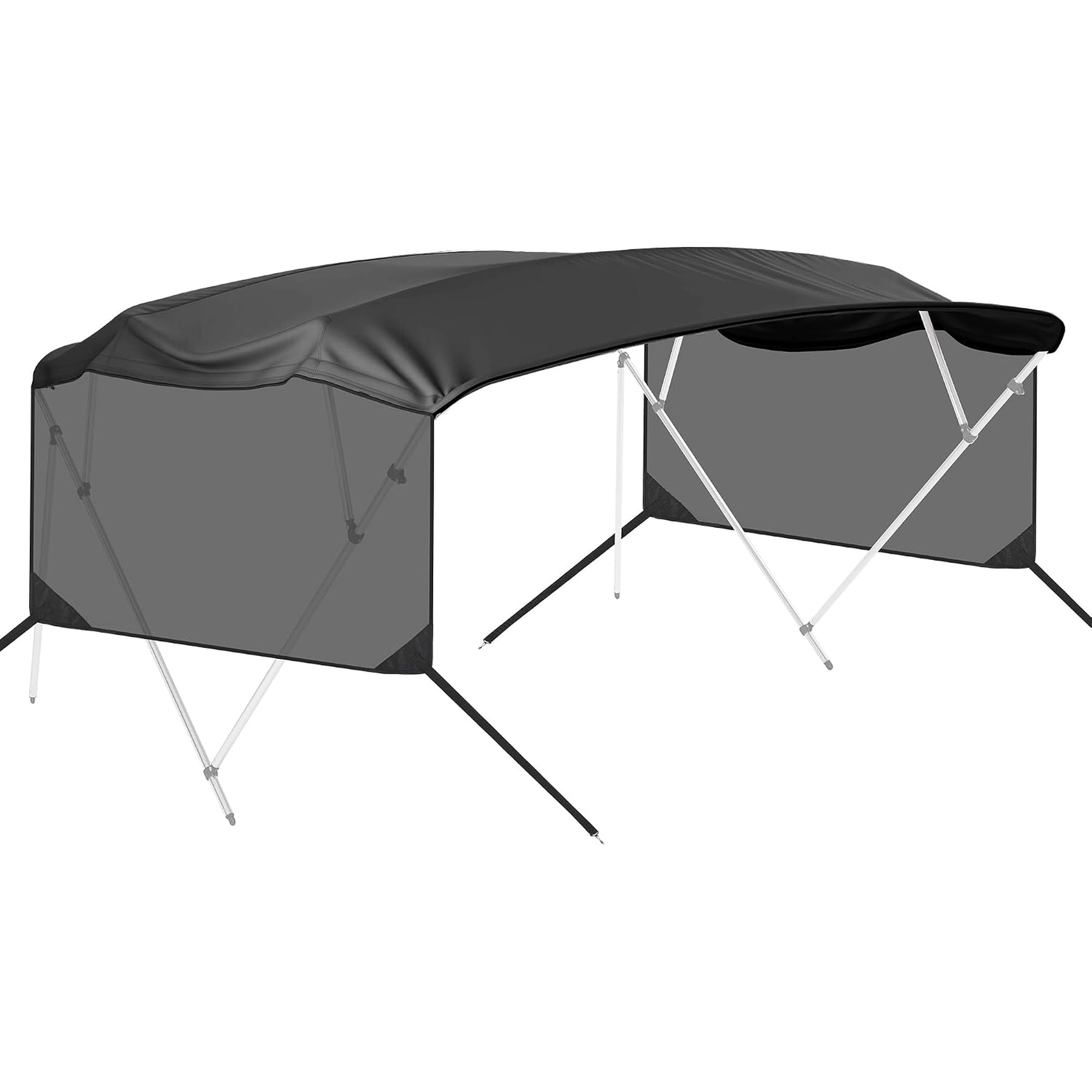 GAOMON Universal 4-Bow Bimini Top Replacement Canvas and Side Curtains with Storage Boot 600D Marine-Grade Sun Shade 8ftLx91-96inW No Frame