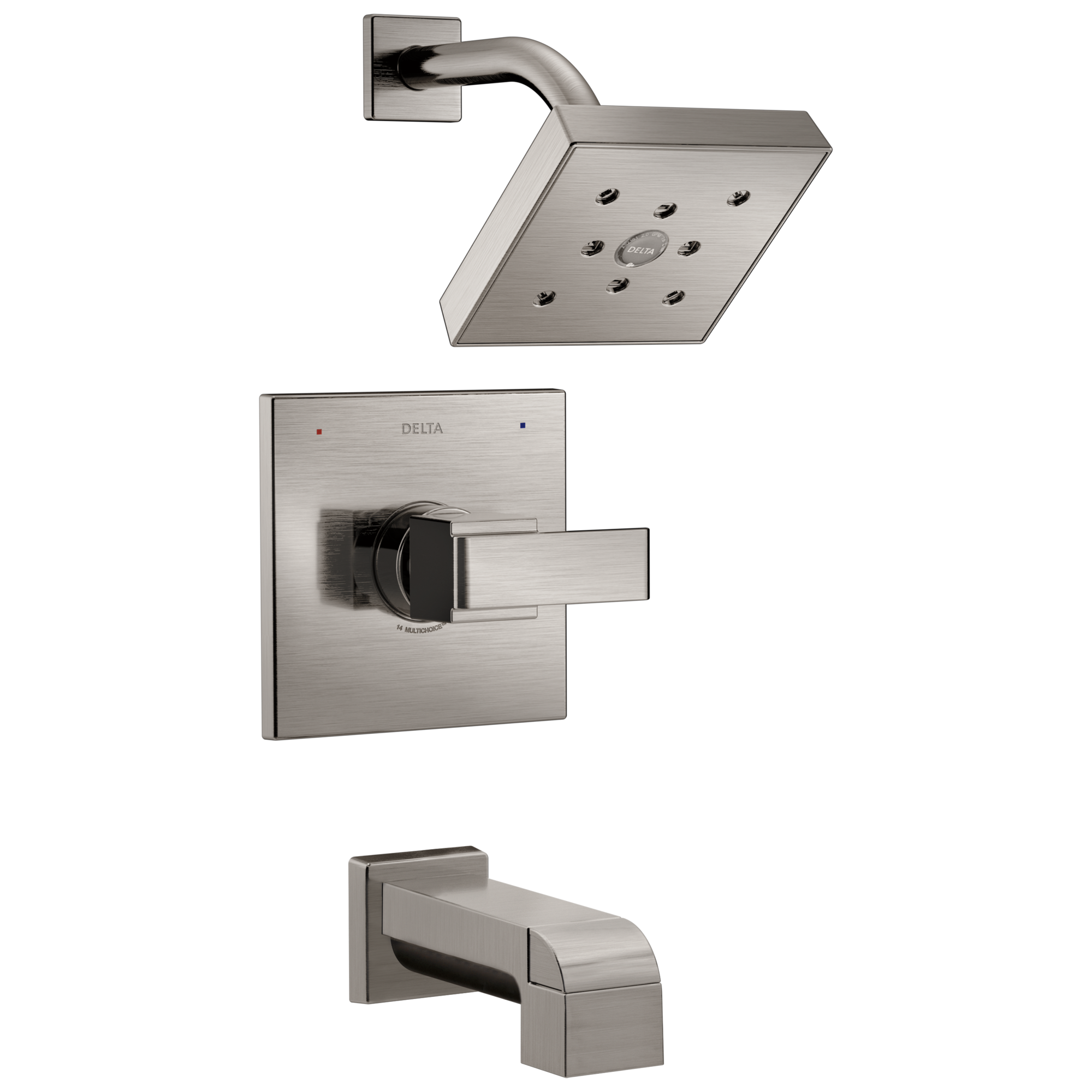 Delta T14467-SS Ara Stainless 1-handle Single function 5.3125-Inches Square Bathtub and shower Faucet