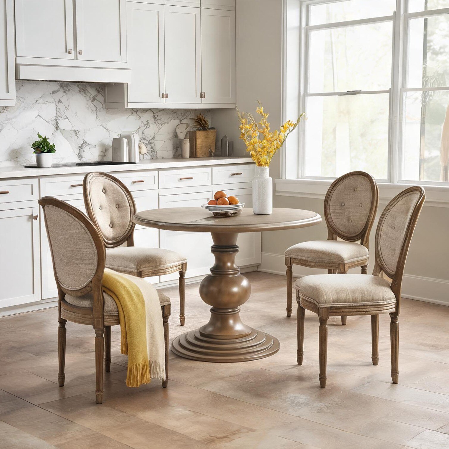 FlowLuxe Brown-Toned Walnut Round Dining Table for Four Traditional ...