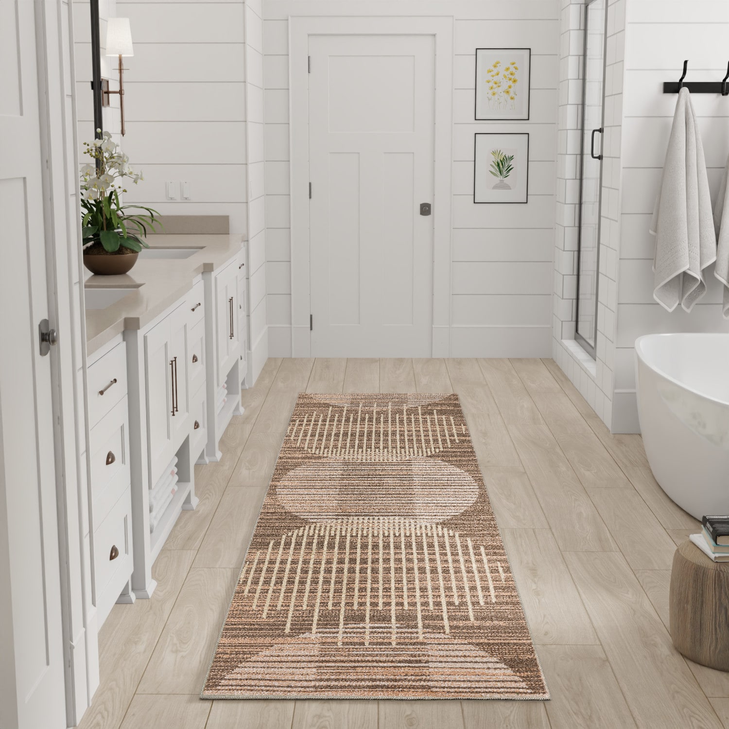 Nourison Home 099446988515 Astra Machine Washable 2 x 6 (ft) Loomed Polyester Latte Rectangular Indoor Geometric Machine washable Runner rug
